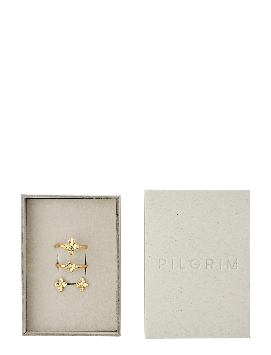 Pilgrim - SANINE gift set, rings & earstuds, gold-plated - Ørestikker - gold plated - 1
