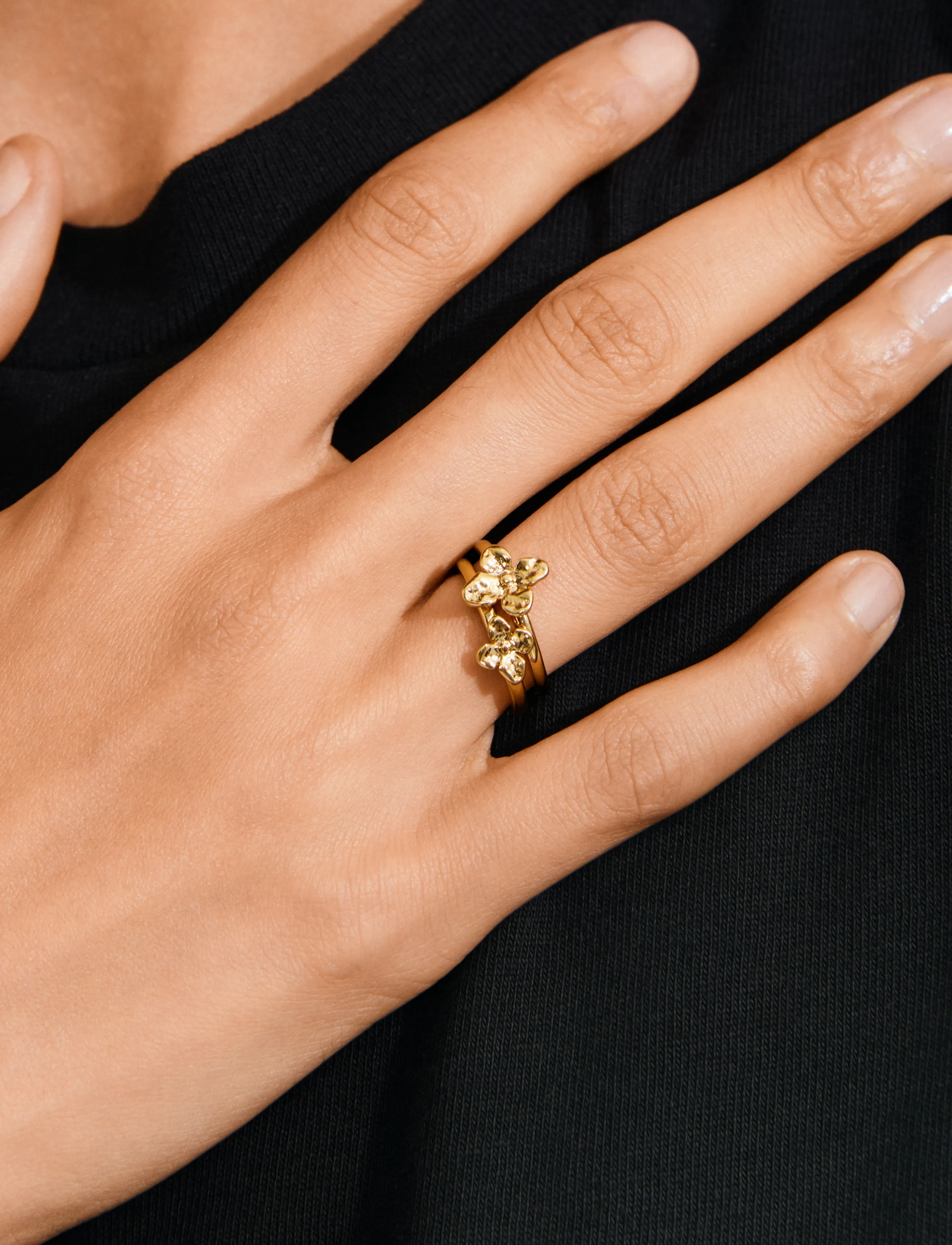 Pilgrim - SANINE gift set, rings & earstuds, gold-plated - stud earrings - gold plated - 4