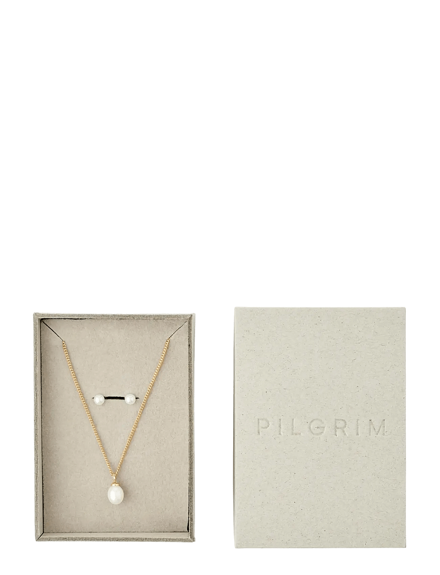 Pilgrim - EVENA gift set, necklace & earstuds, gold-plated - gold plated - 1