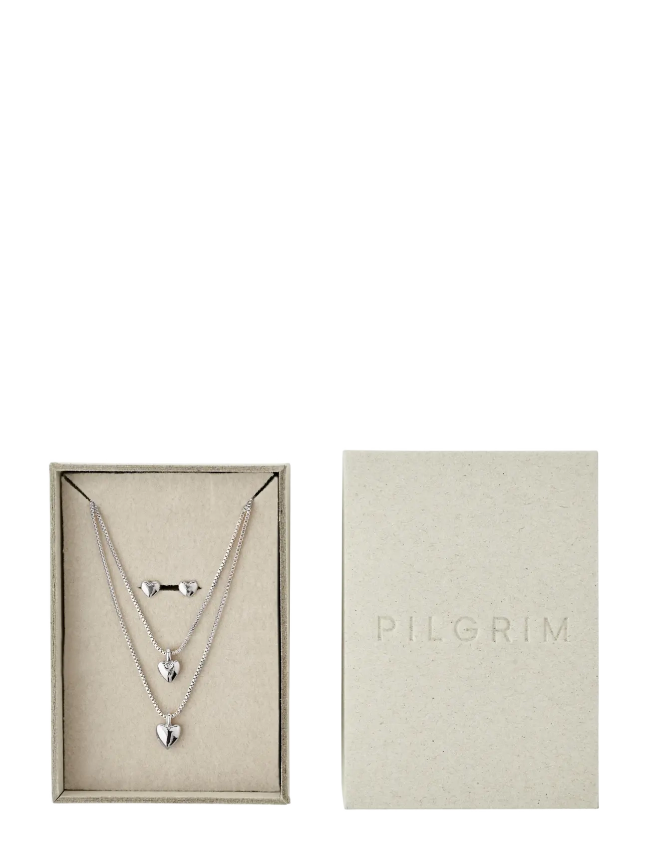 Pilgrim PENINA gift set, necklace & earstuds, silver-plated - Earrings - SILVER PLATED / silver