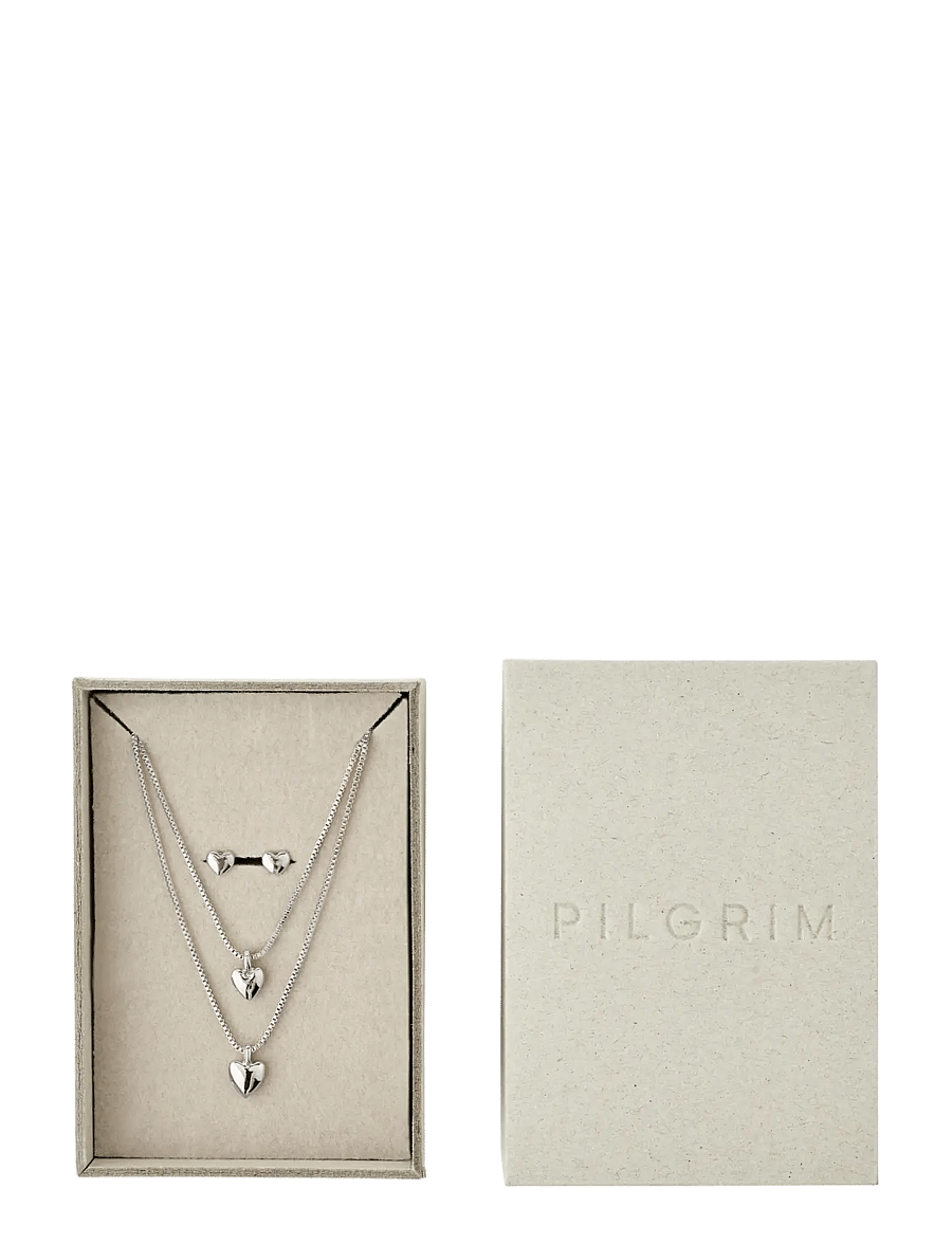 Pilgrim - PENINA gift set, necklace & earstuds, silver-plated - silver plated - 1