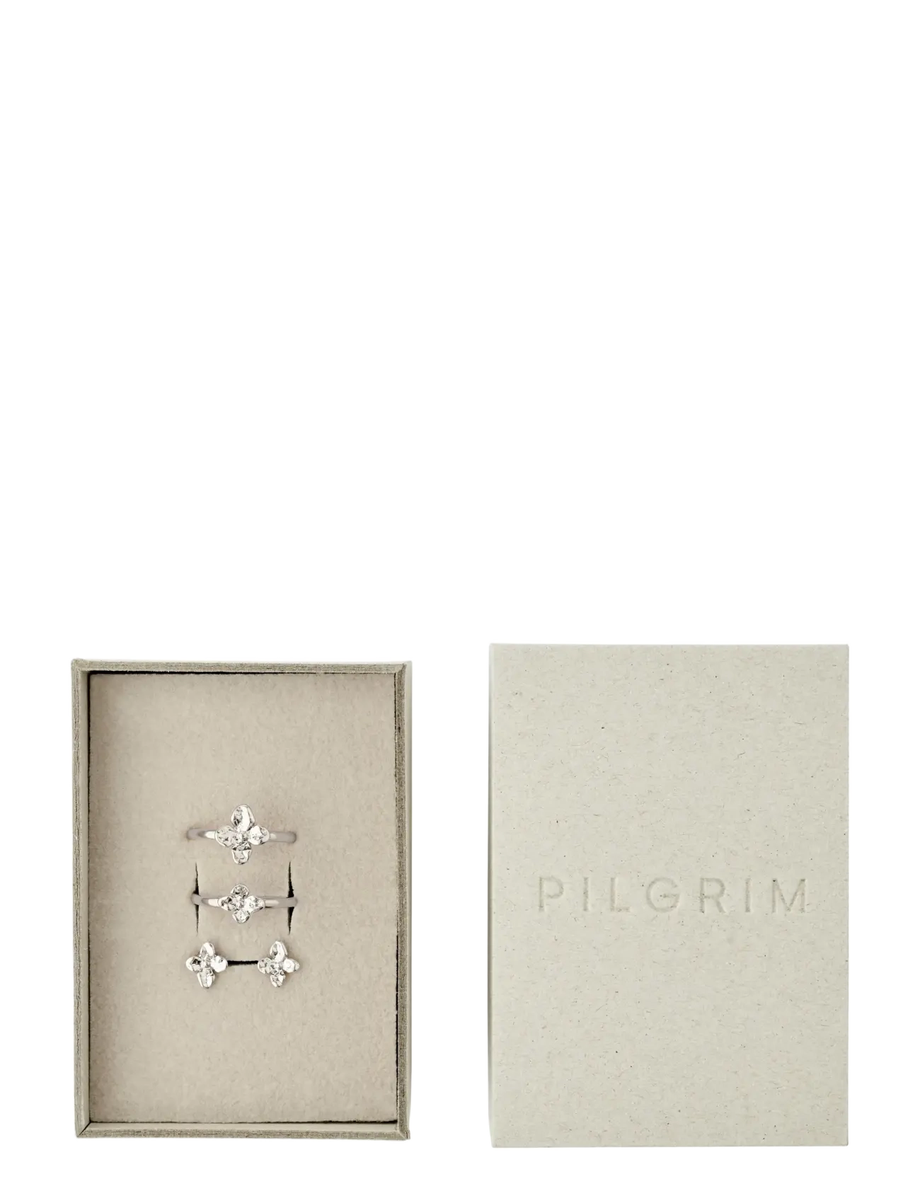 Pilgrim SANINE gift set, rings & earstuds, silver-plated - Oorbellen - SILVER PLATED / silver