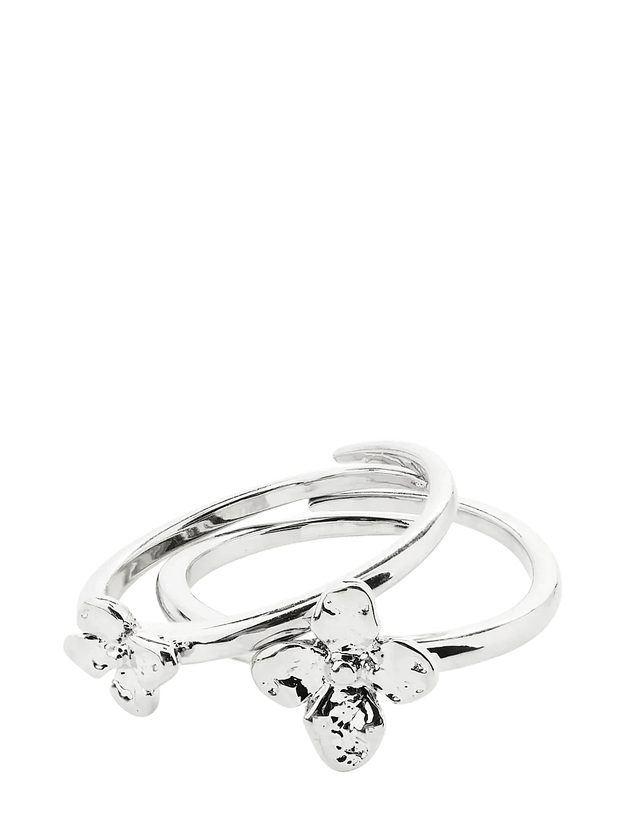 Pilgrim - SANINE gift set, rings & earstuds, silver-plated - silver plated - 2