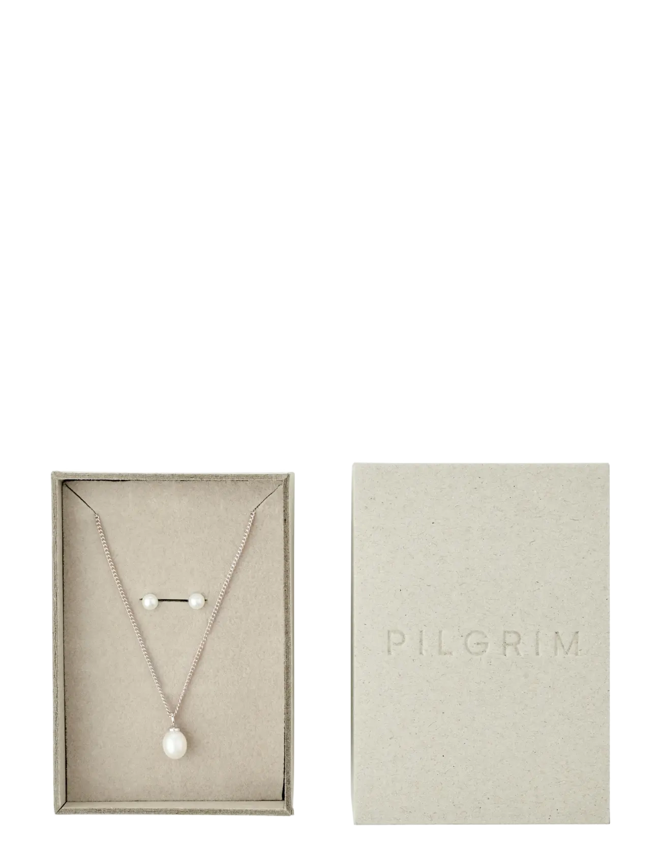 Pilgrim EVENA gift set, necklace & earstuds, silver-plated - Naszyjniki łańcuszkowe - SILVER PLATED / silver