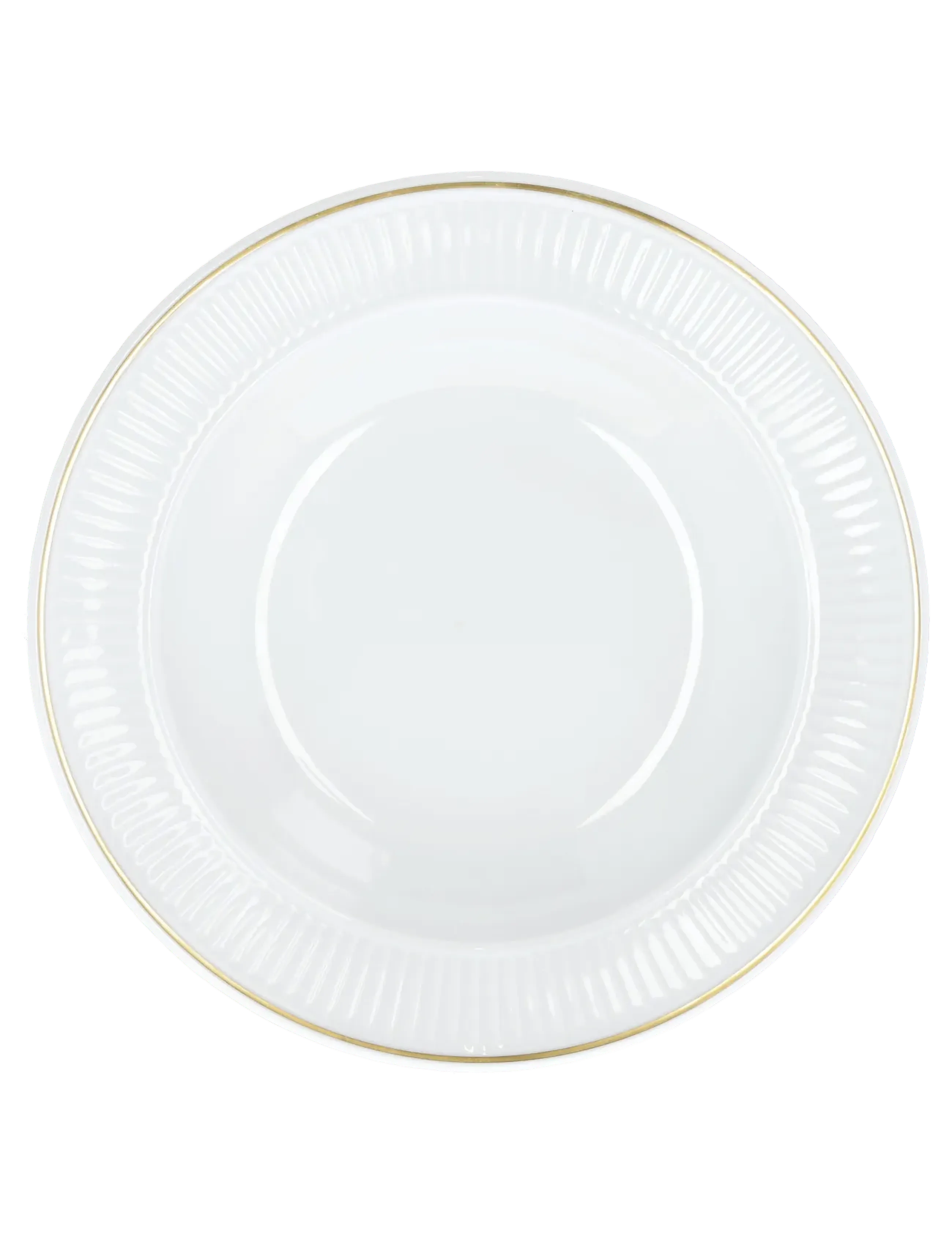 Pillivuyt Tallerken Dyb Plissé Gold 22 cm Hvid/Mat Guld, 22 cm x 22, White, Tallerkener > Dybe Tallerkener, Unisex