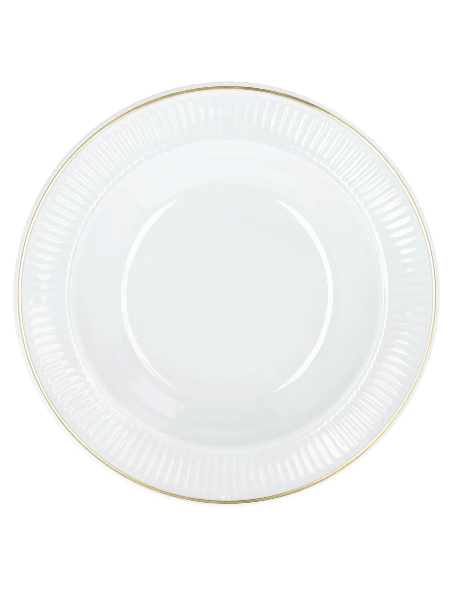 Pillivuyt - Plate deep Plissé Gold 22 cm White/Matte gold - supitaldrikud - white - 0
