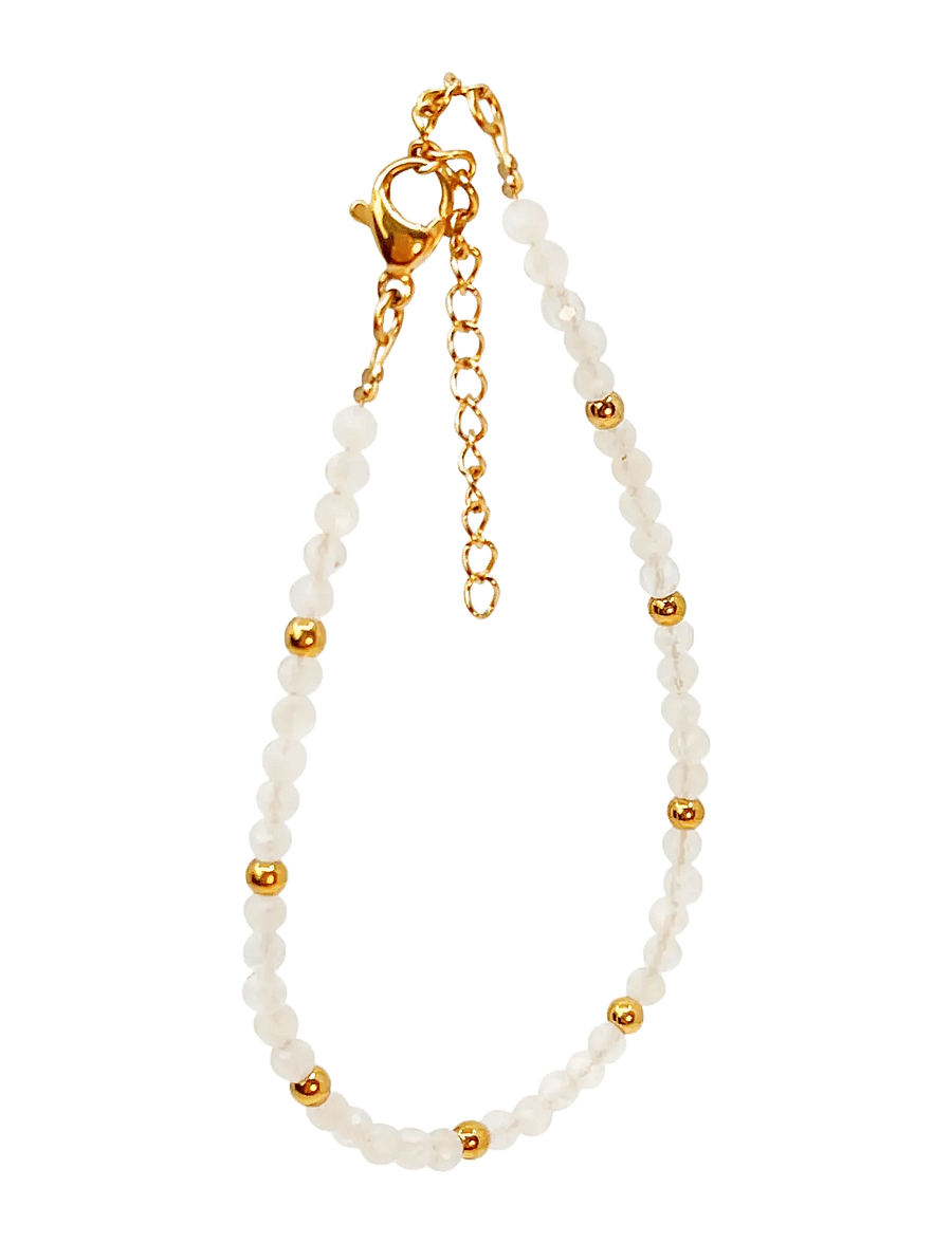 Pipol's Bazaar - Malia Steel Beaded Bracelet White - armbånd - white - 0