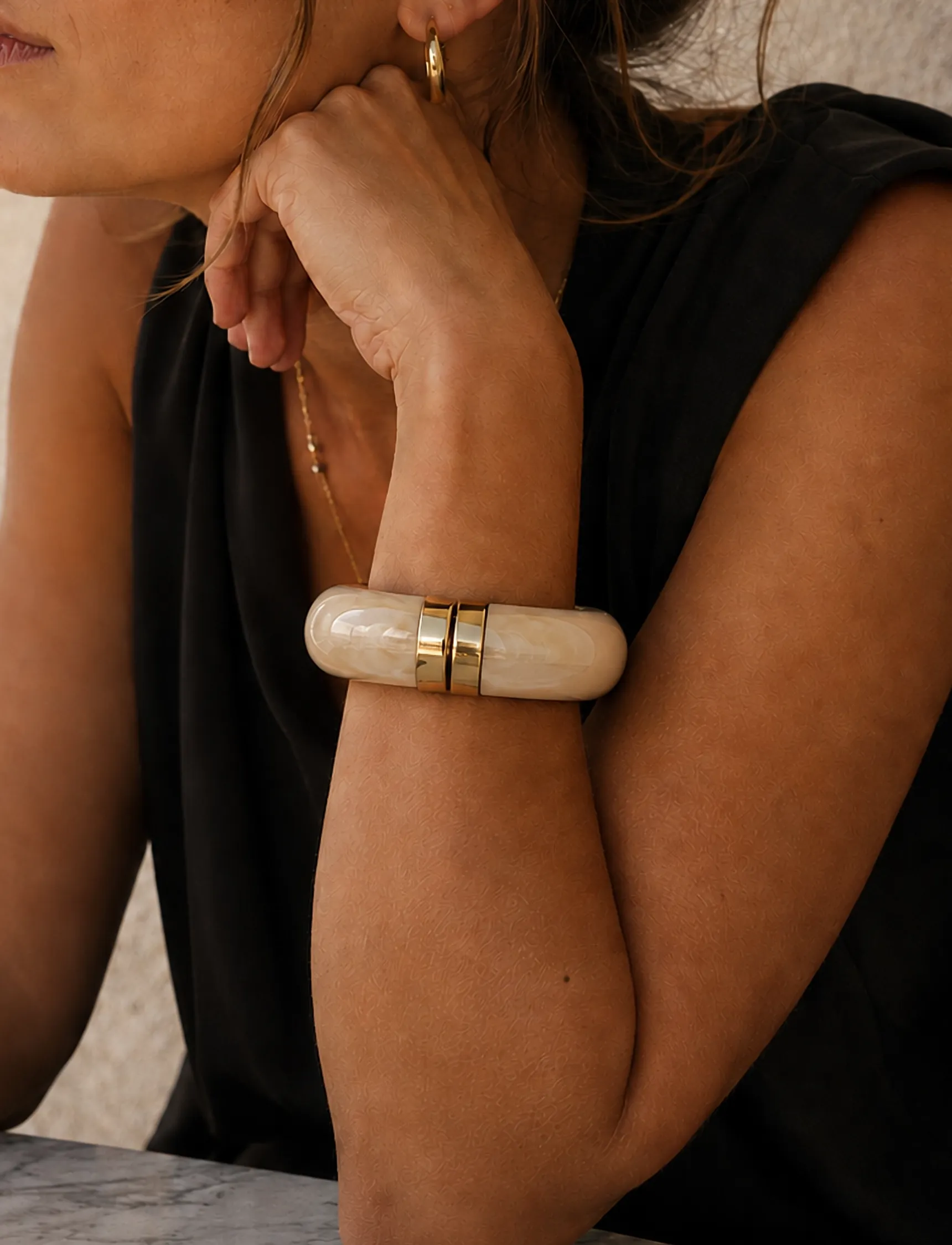 Pipol's Bazaar Fiona Bangle Nature Beige, One Size, Bracelets, Beige - Bangles, Frauen