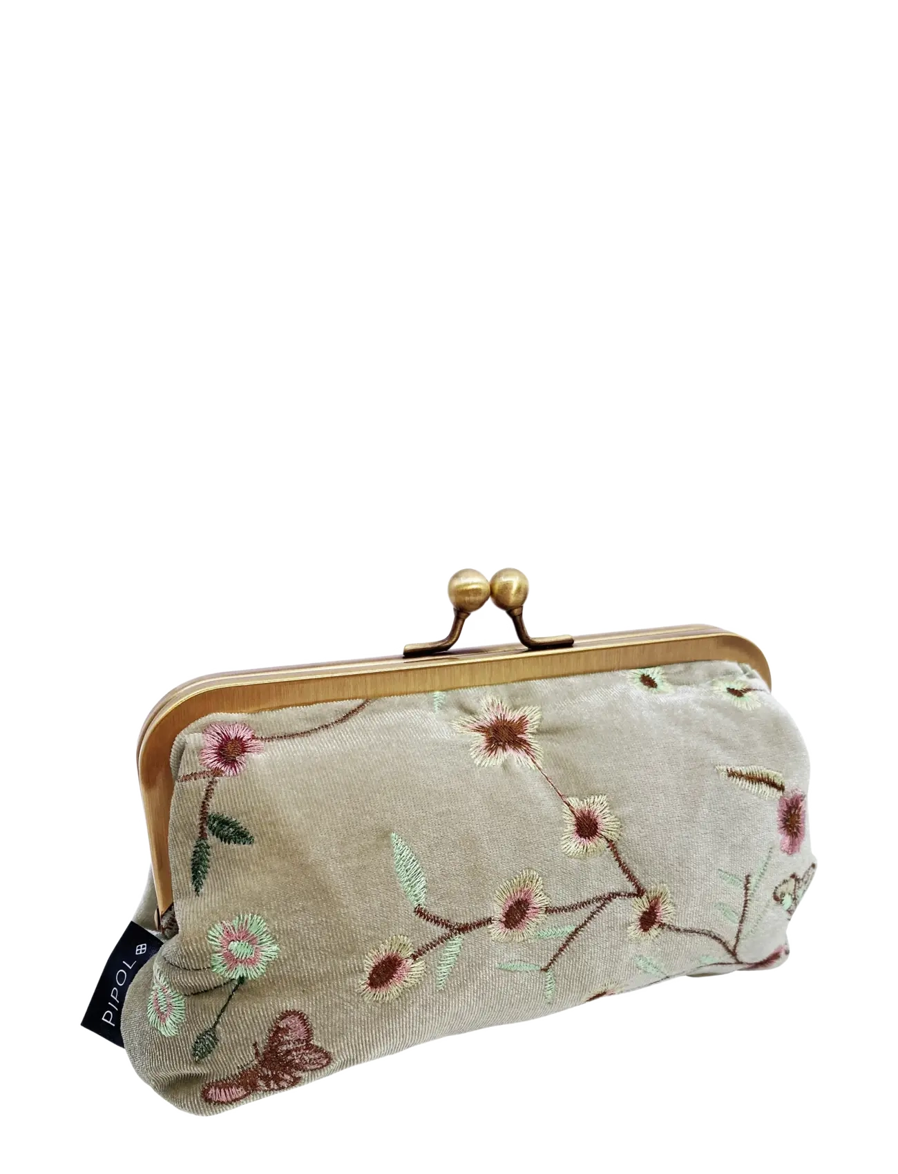 Pipol's Bazaar Garden Velvet Frame Sand - Clutches - BEIGE / multi