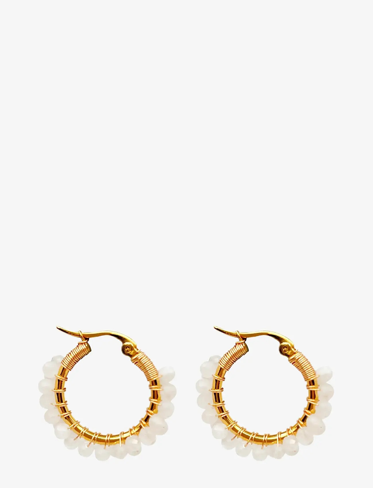 Pipol's Bazaar - Malia Steel Round Ear White - hoops - white - 0