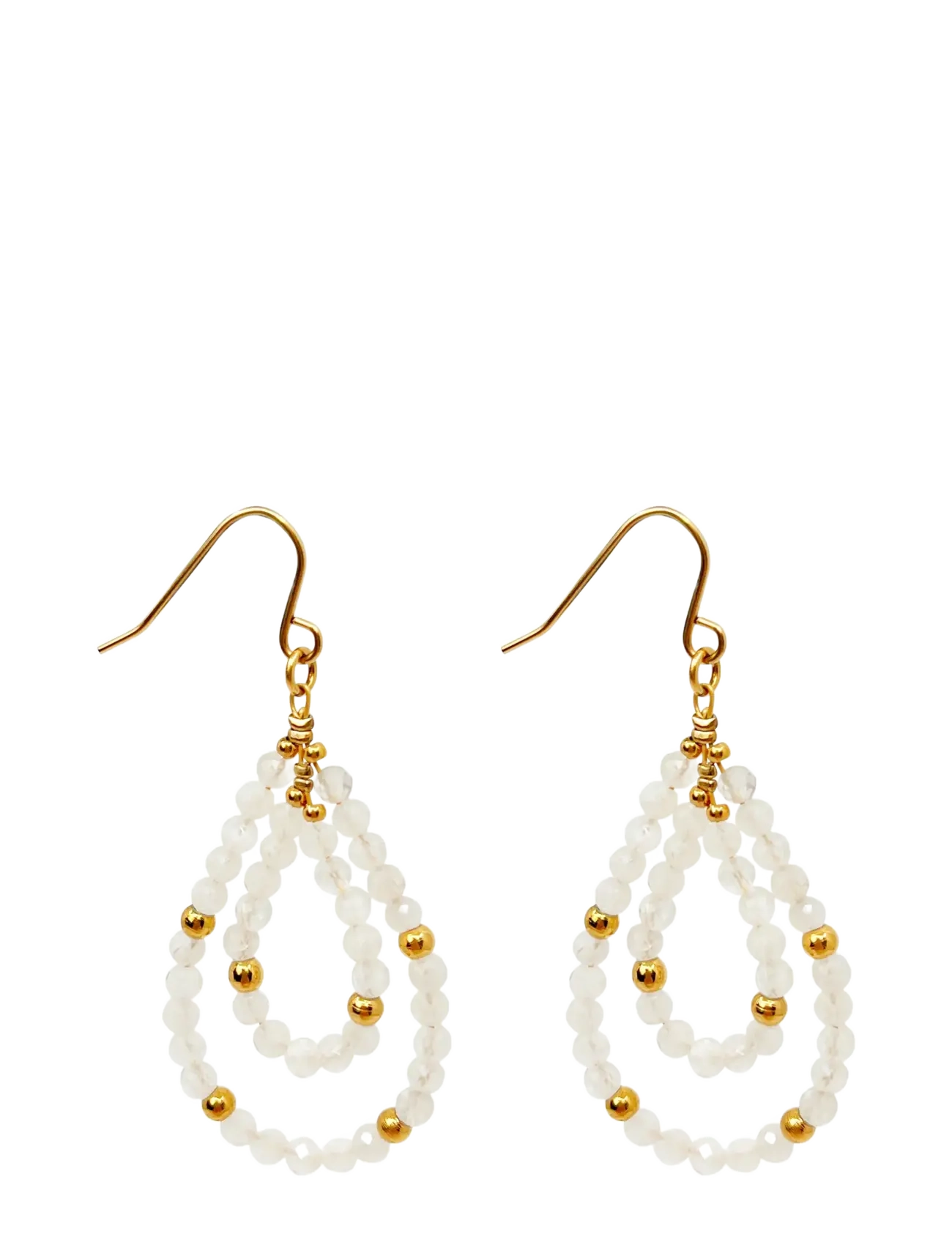 Pipol's Bazaar Malia Steel Dangle Ear White, Kvinder, Perle Hængeøreringe, Guld, Str: ONE SIZE