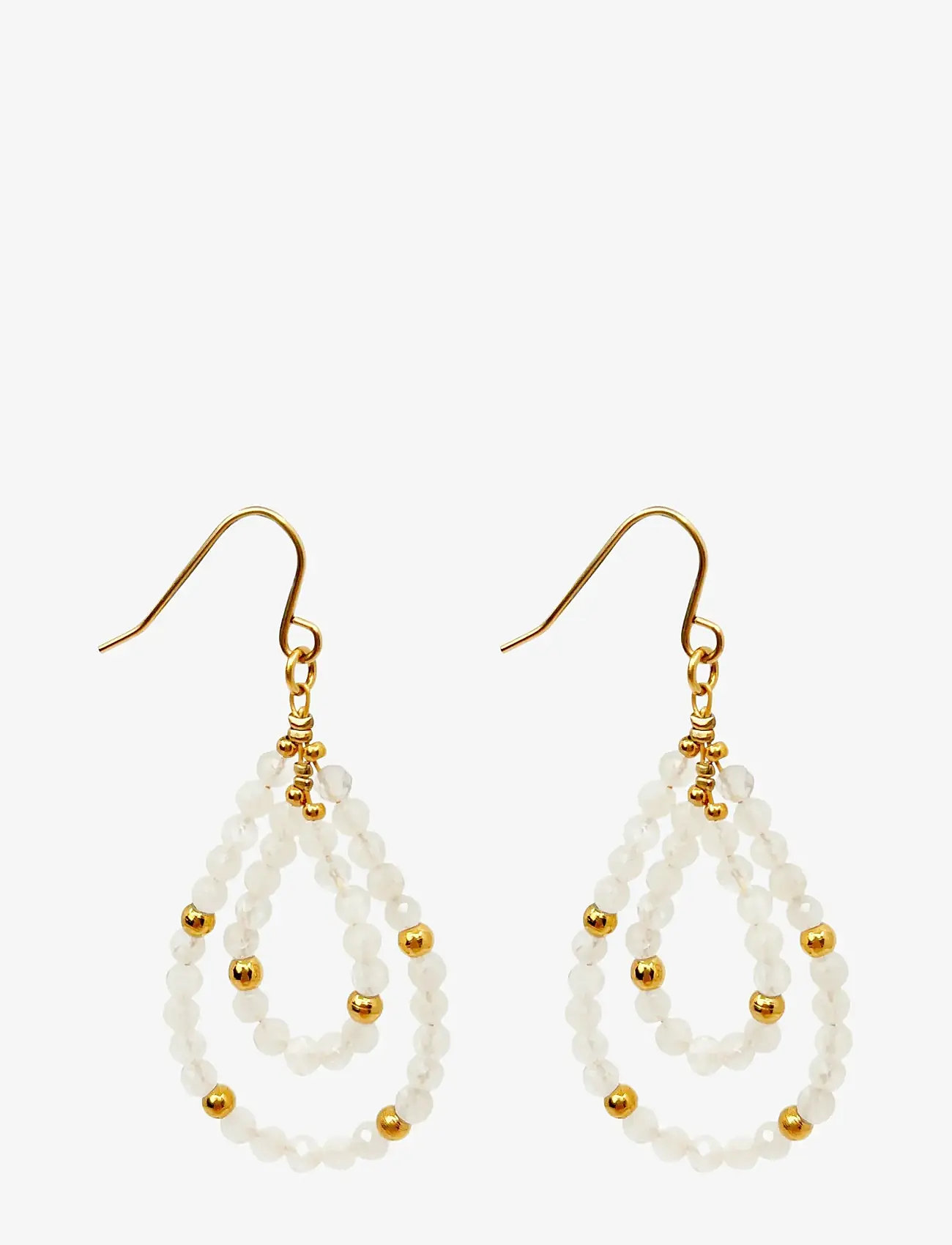 Pipol's Bazaar - Malia Steel Dangle Ear White - hängande örhängen - white - 0