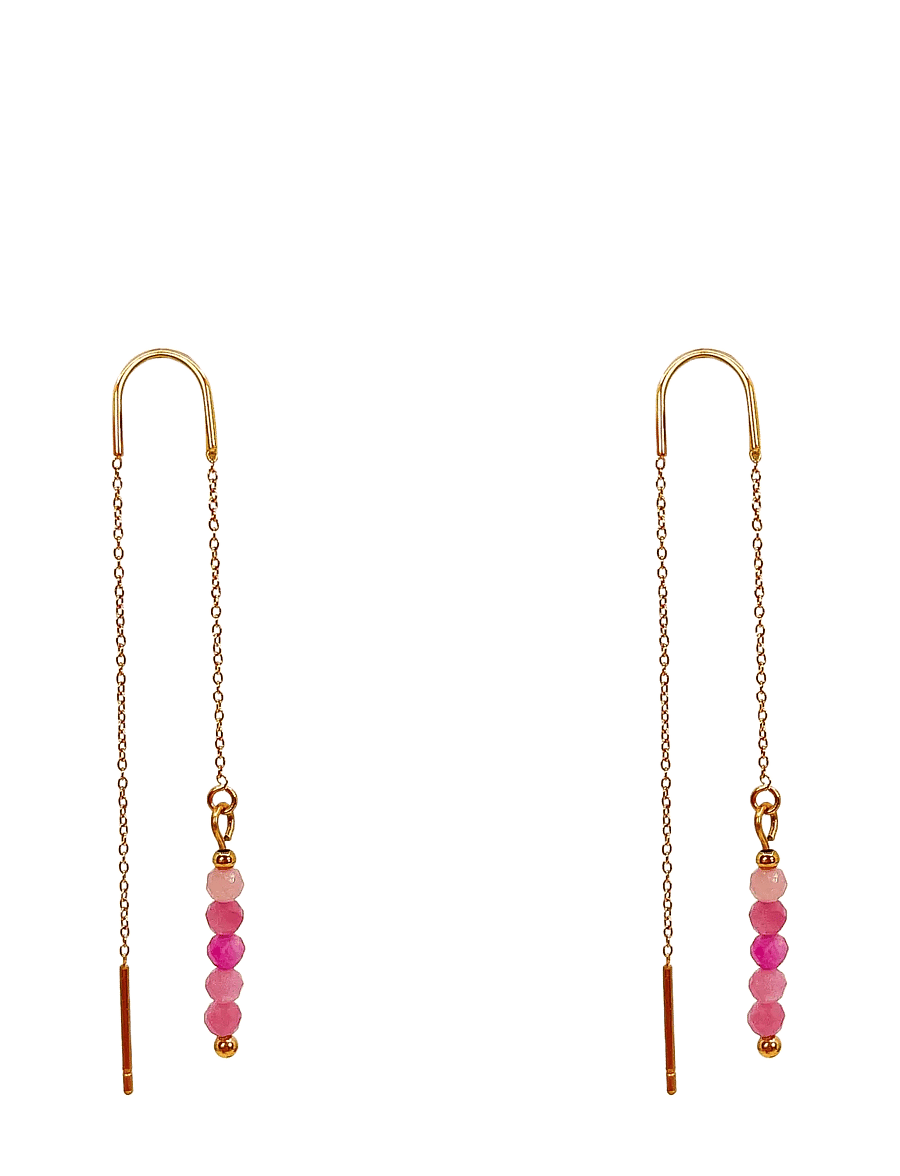 Pipol's Bazaar - Malia Steel Long Ear Pink - Øreringe med vedhæng - pink - 0