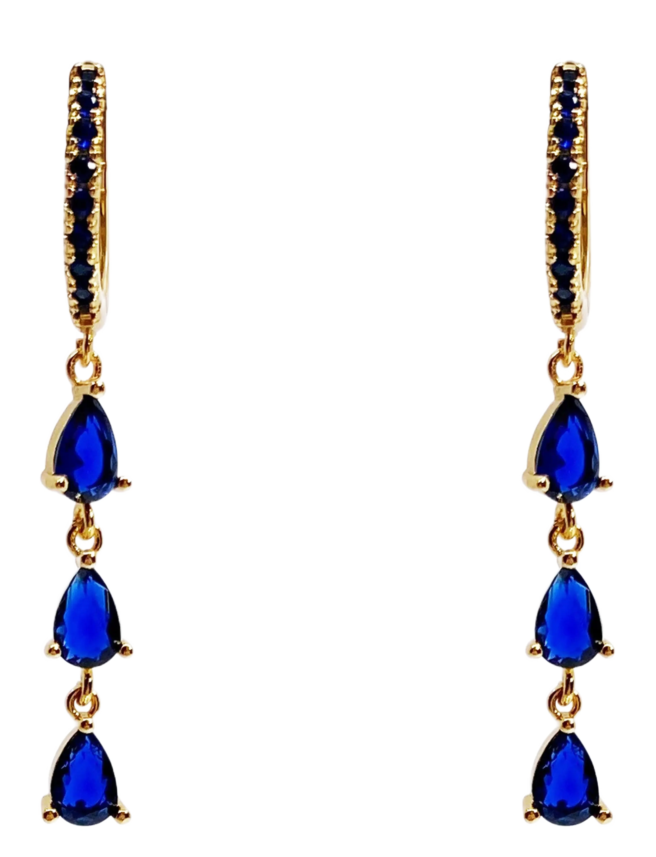 Pipol's Bazaar Sandrine Tres Ear Gold Blue, One Size, Earrings, Blau - Pendants Frauen