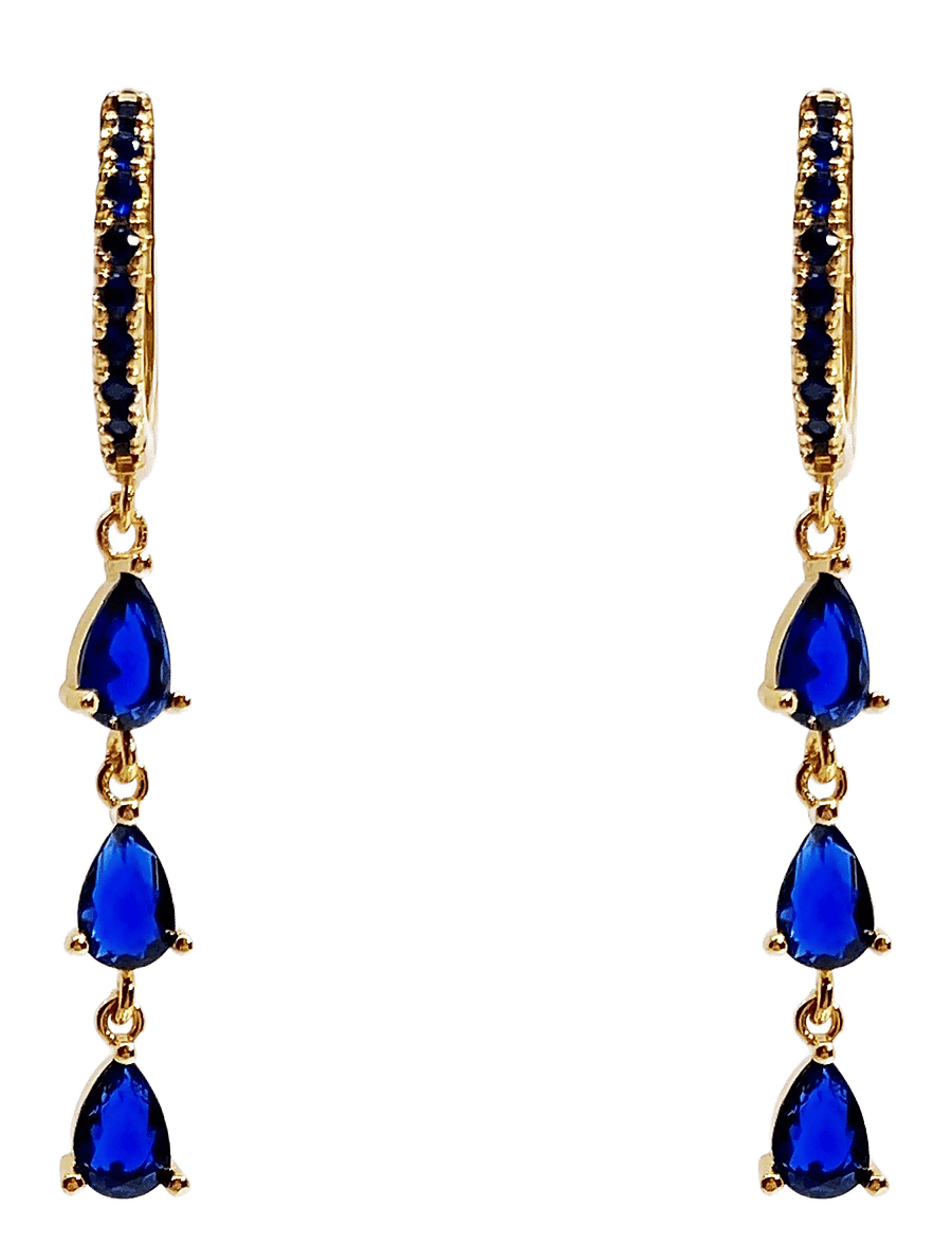 Pipol's Bazaar - Sandrine Tres Ear Gold Blue - Øreringe med vedhæng - blue - 0