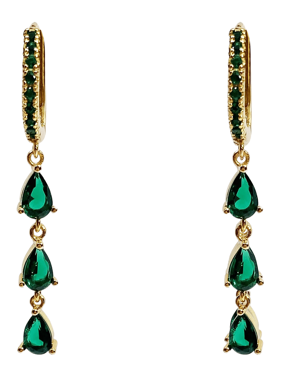 Pipol's Bazaar - Sandrine Tres Ear Gold Green - Øreringe med vedhæng - green - 0