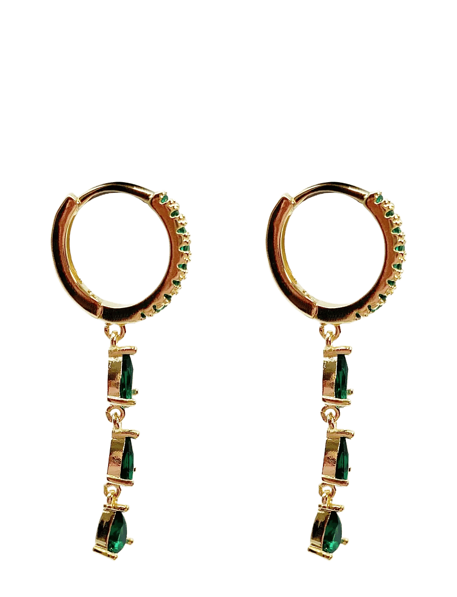 Pipol's Bazaar - Sandrine Tres Ear Gold Green - Øreringe med vedhæng - green - 1