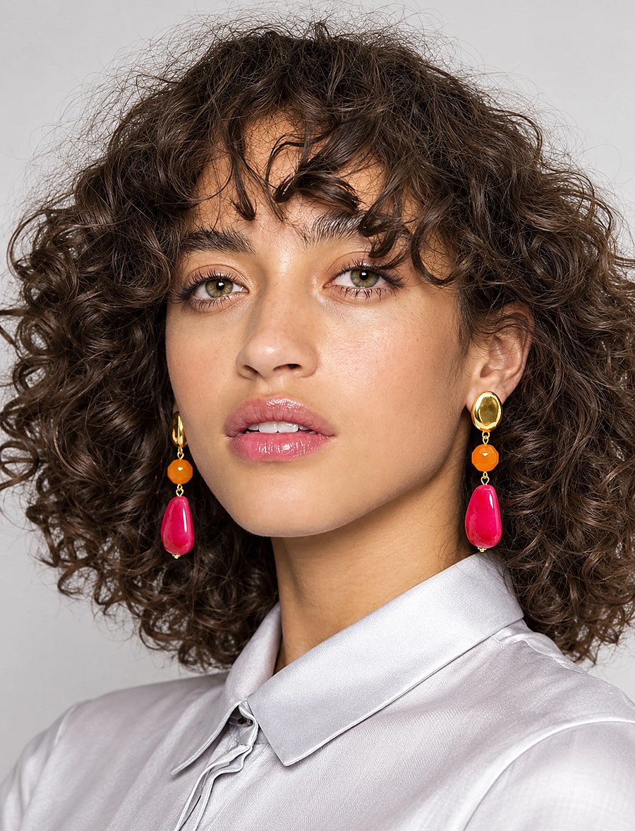 Pipol's Bazaar - Hera Drop Ear Red - oorhangers - red - 0