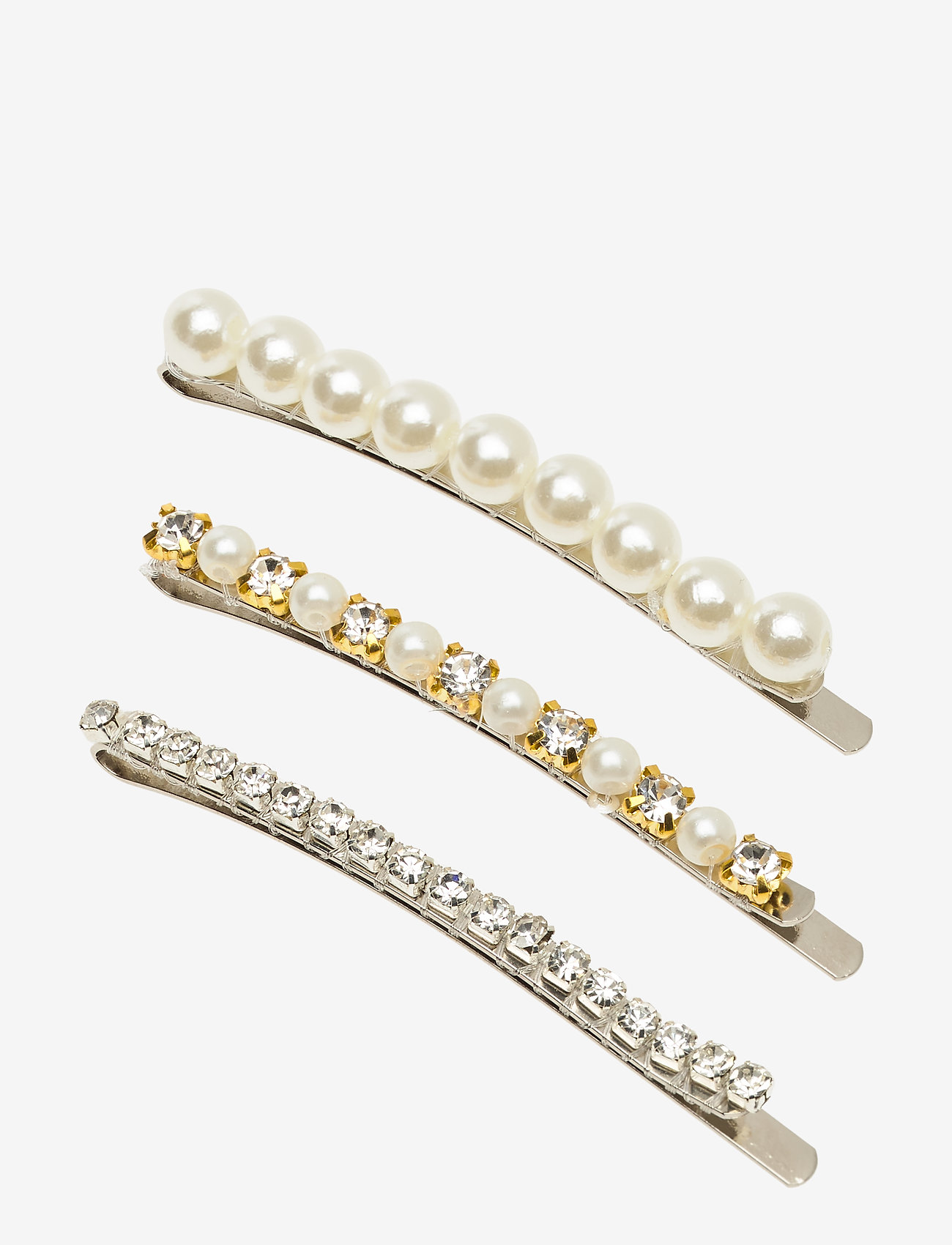 PIPOL'S BAZAAR - Pearl Hair clip Mix set Silver - silver - 0