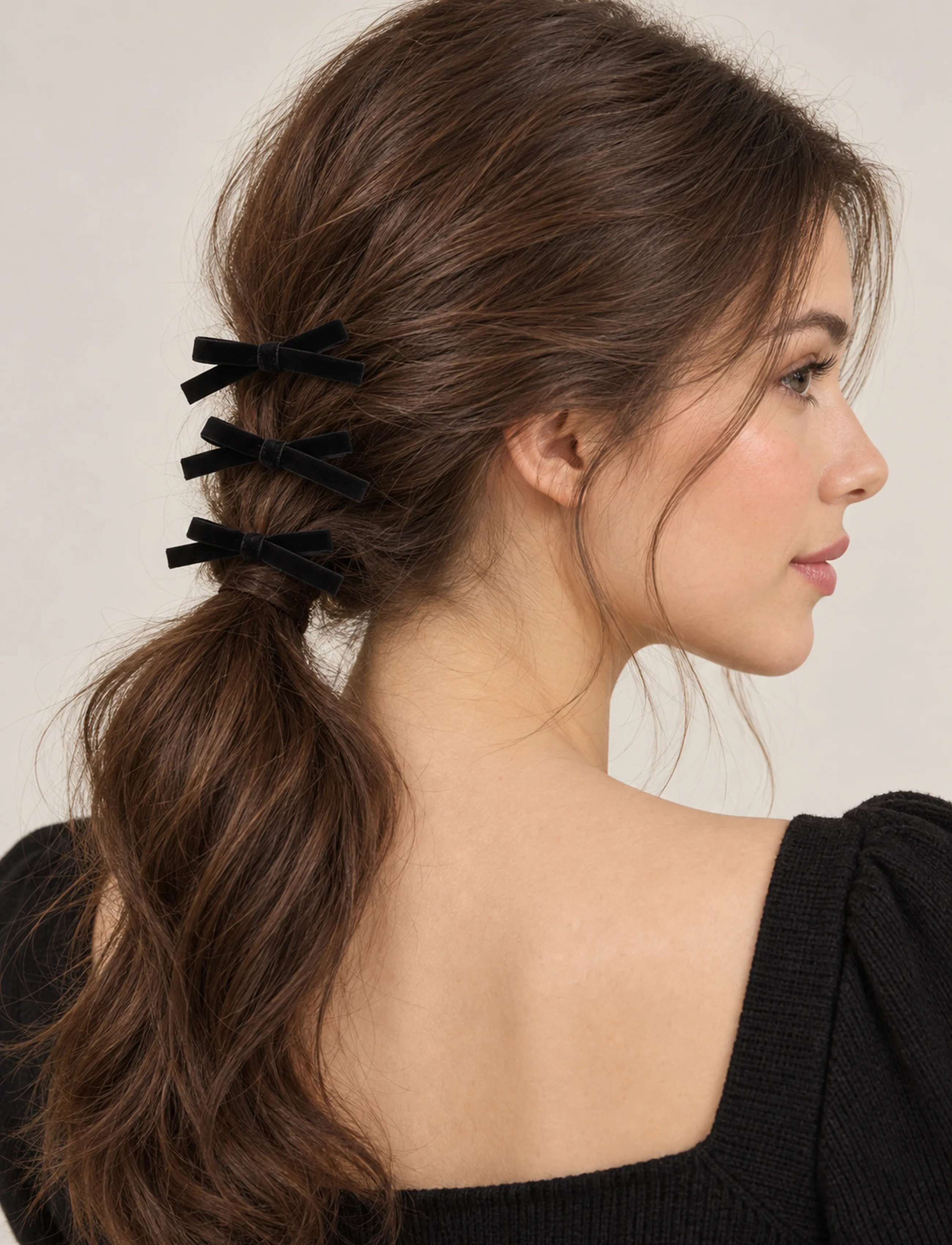 Rosella Trippel Bow Black 3Pcs