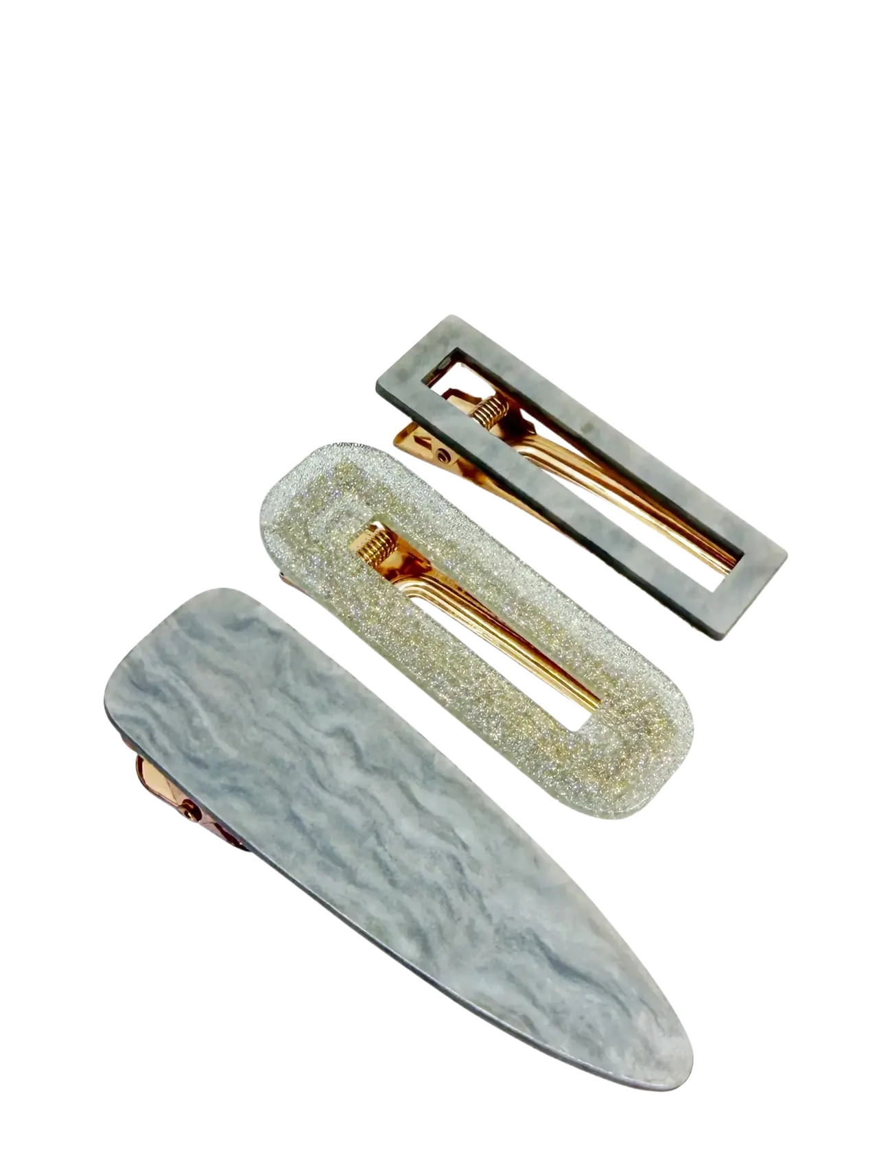 Pipol's Bazaar Sandy Hair Clip 3 pcs Grey - Hiusklipsi - GREY / grey