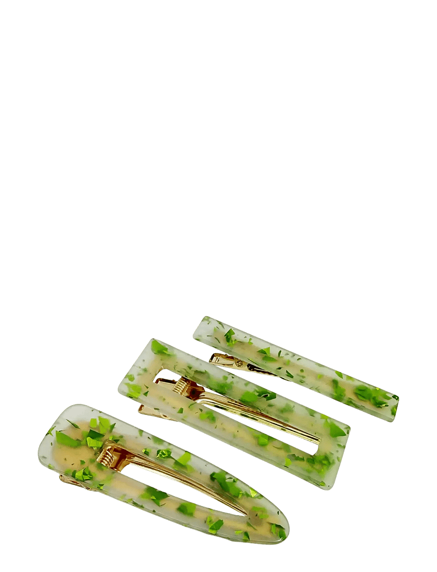 Pipol's Bazaar - Betsy Hair Clip 3 pcs Pear Green Spot - plaukų segtukai - green - 0