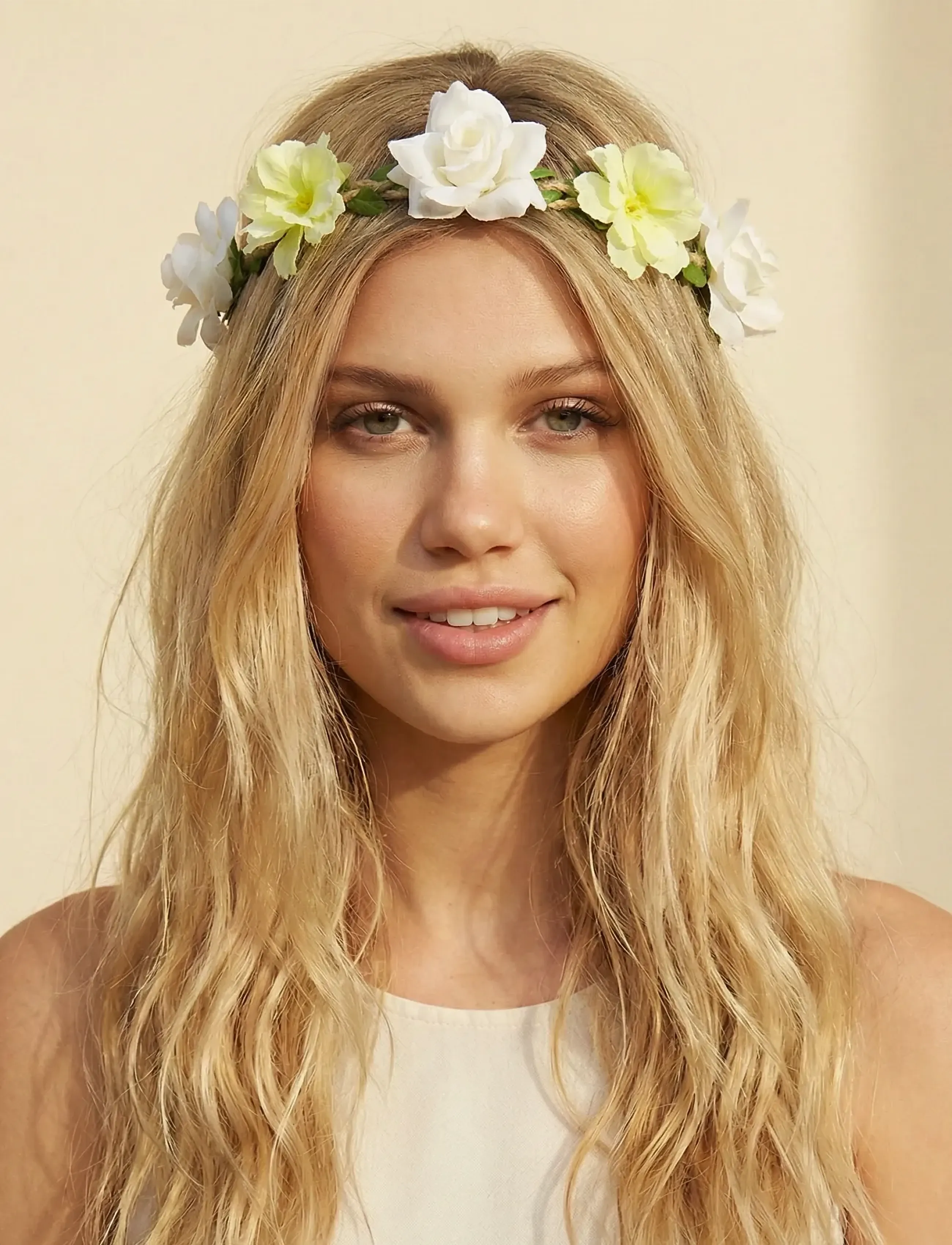 Pipol's Bazaar Flower Tiara Whiteyellow, One Size, Yellow, Hovedbeklædning > Pandebånd, Dame