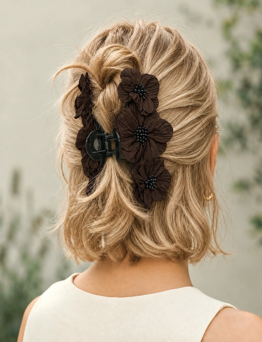 Pipol's Bazaar - Carmen Clamp Dark Brown - hårklemmer - brown - 0