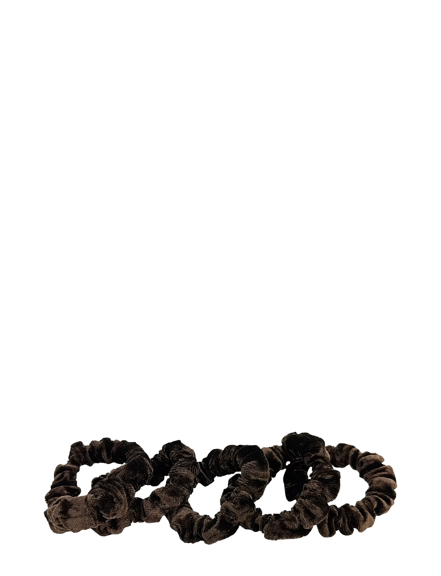 Pipol's Bazaar - Velvet Scrunchy 5 pcs Brown - hårsnoddar och hårband - brown - 0