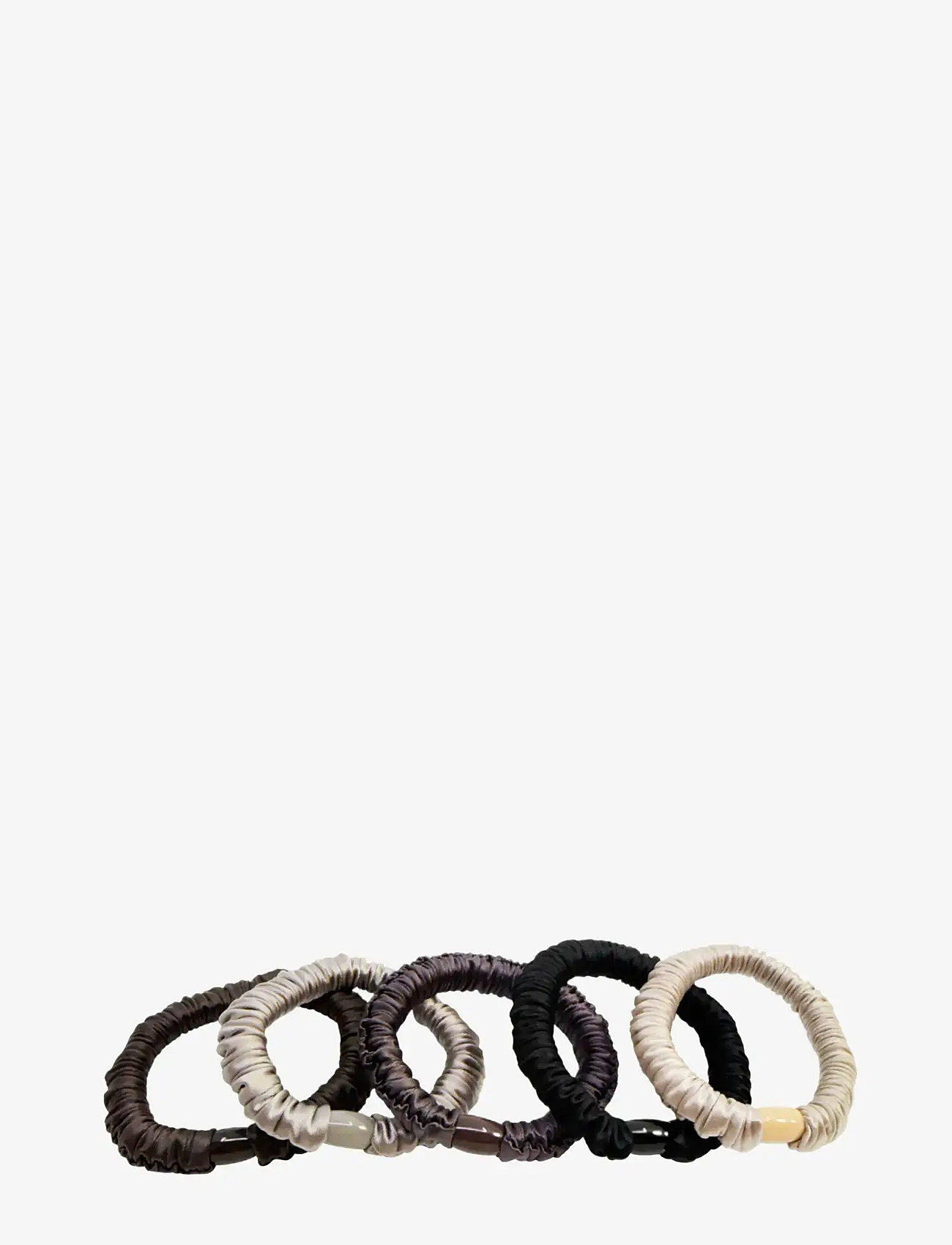 Pipol's Bazaar - Ruffle Satin Elastic Dark Mix 5 pcs - hårsnoddar - multi - 0