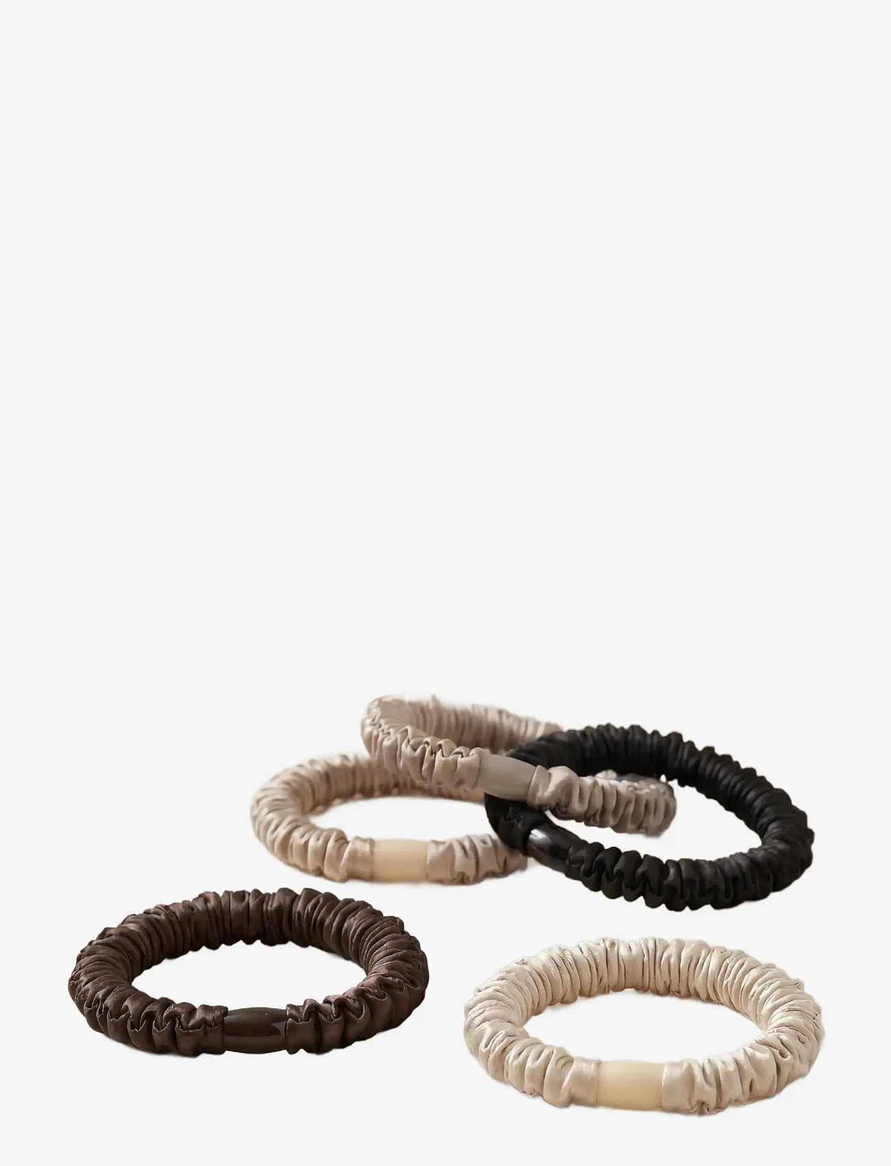 Pipol's Bazaar - Ruffle Satin Elastic Dark Mix 5 pcs - hårsnoddar - multi - 1