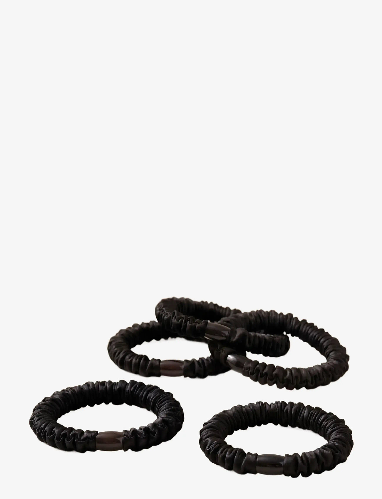 Pipol's Bazaar - Ruffle Satin Elastic Black 5 pcs - scrunchies - black - 1