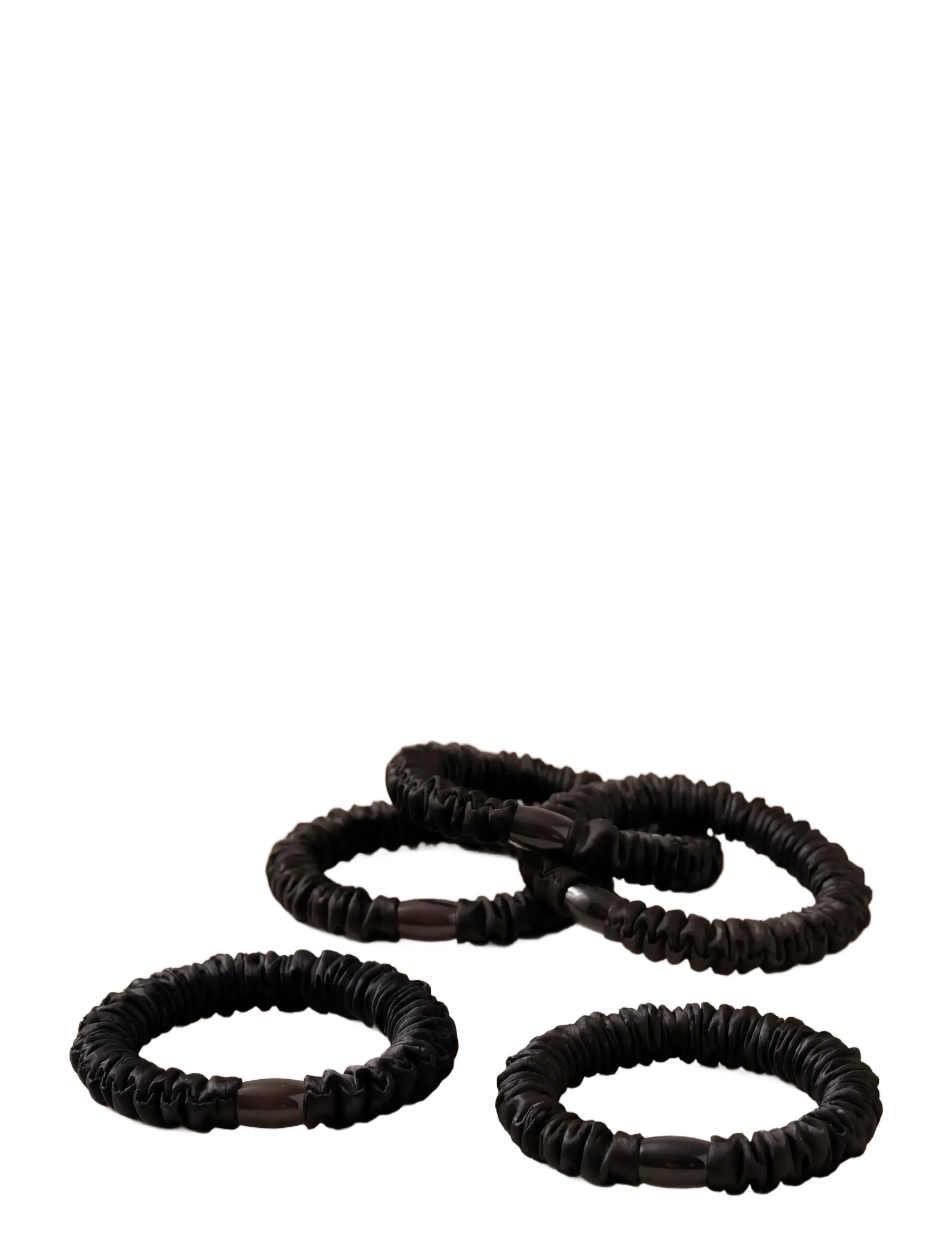 Pipol's Bazaar - Ruffle Satin Elastic Black 5 pcs - scrunchies - black - 1