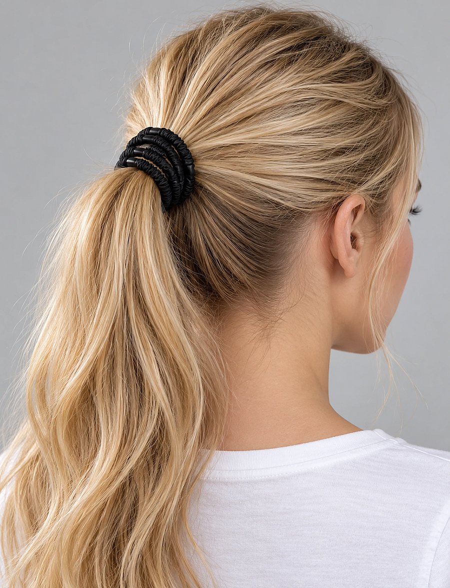 Pipol's Bazaar - Ruffle Satin Elastic Black 5 pcs - juuksepaelad ja -klambrid - black - 0