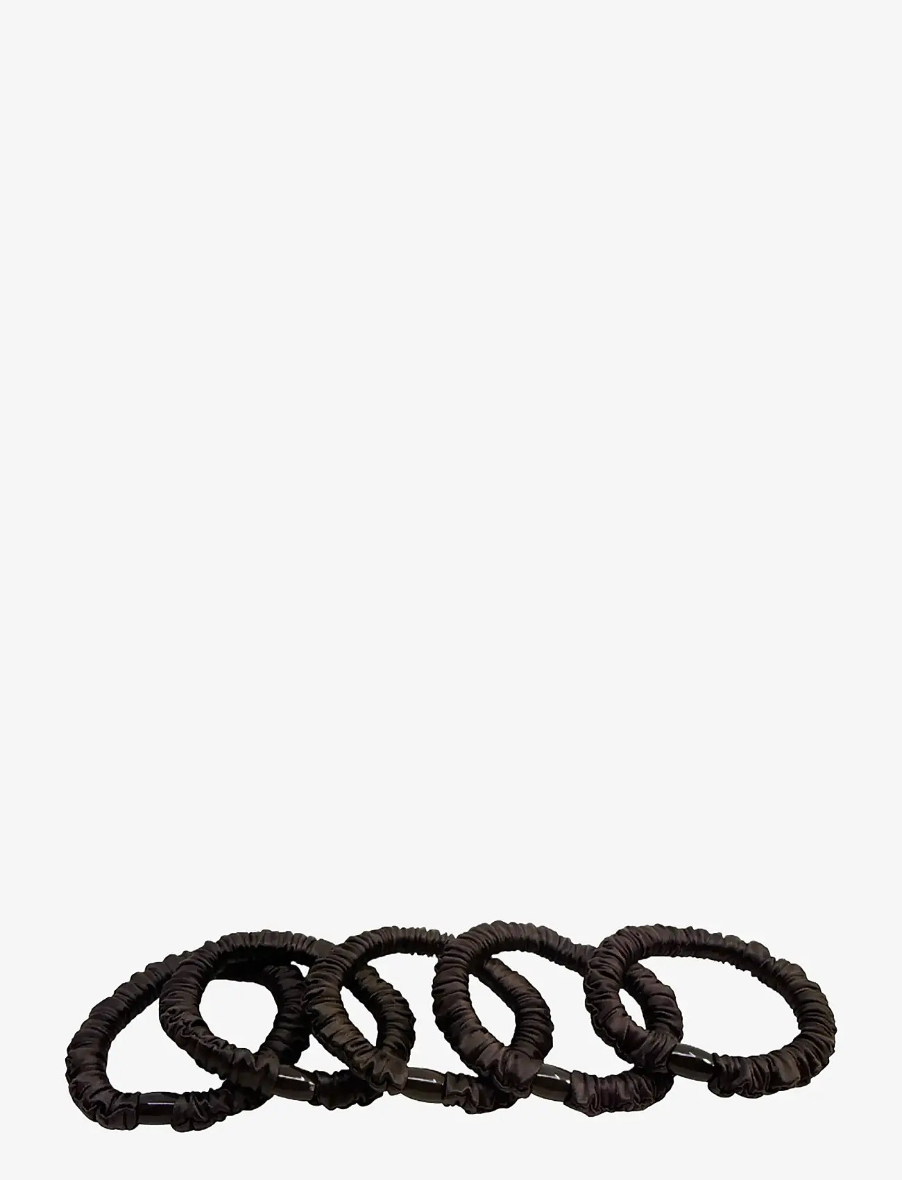 Pipol's Bazaar - Ruffle Satin Elastic Brown 5 pcs - scrunchies - brown - 0
