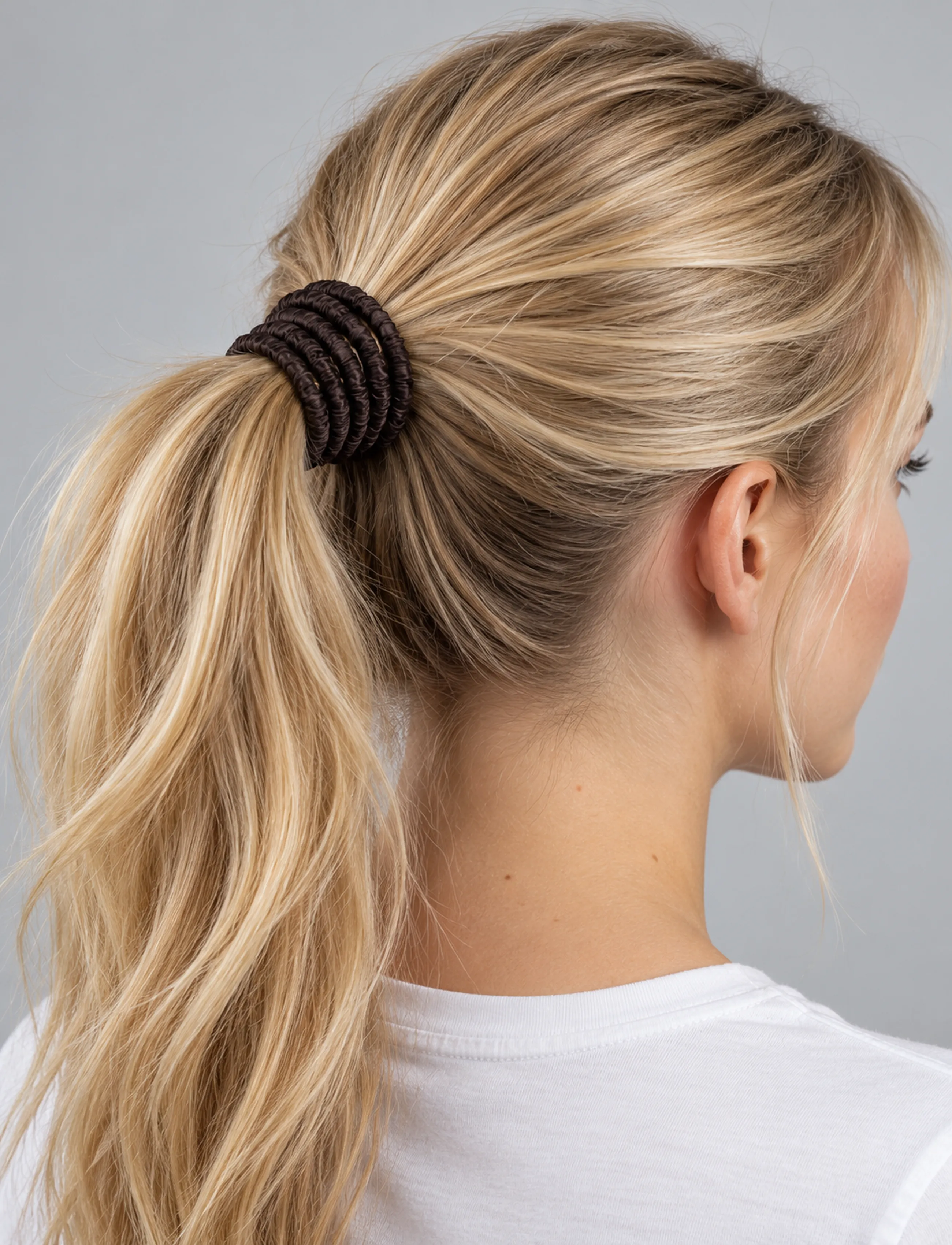 Ruffle Satin Elastic Brown 5 Pcs