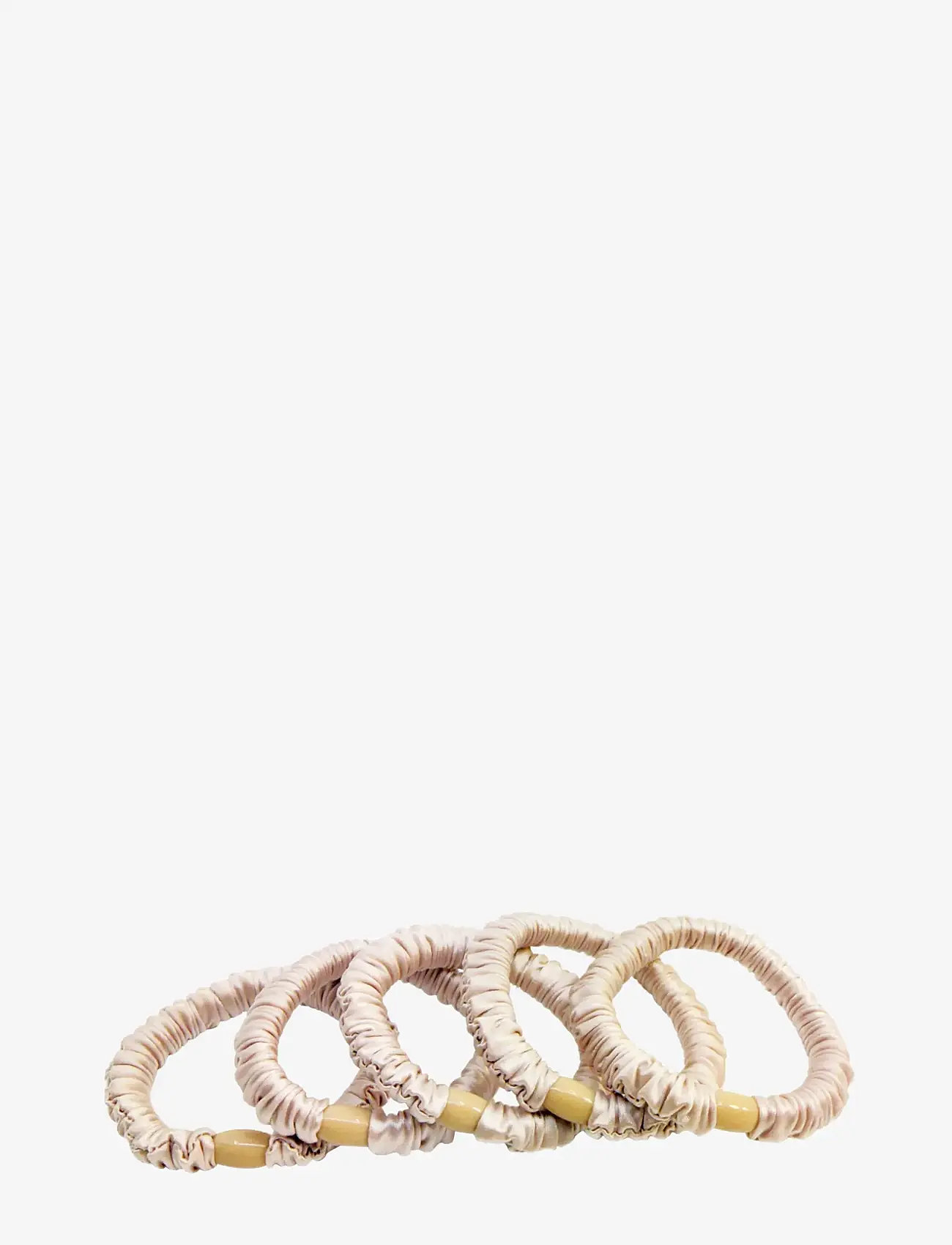 Pipol's Bazaar - Ruffle Satin Elastic Pale Pink 5 pcs - hårsnoddar - pink - 0