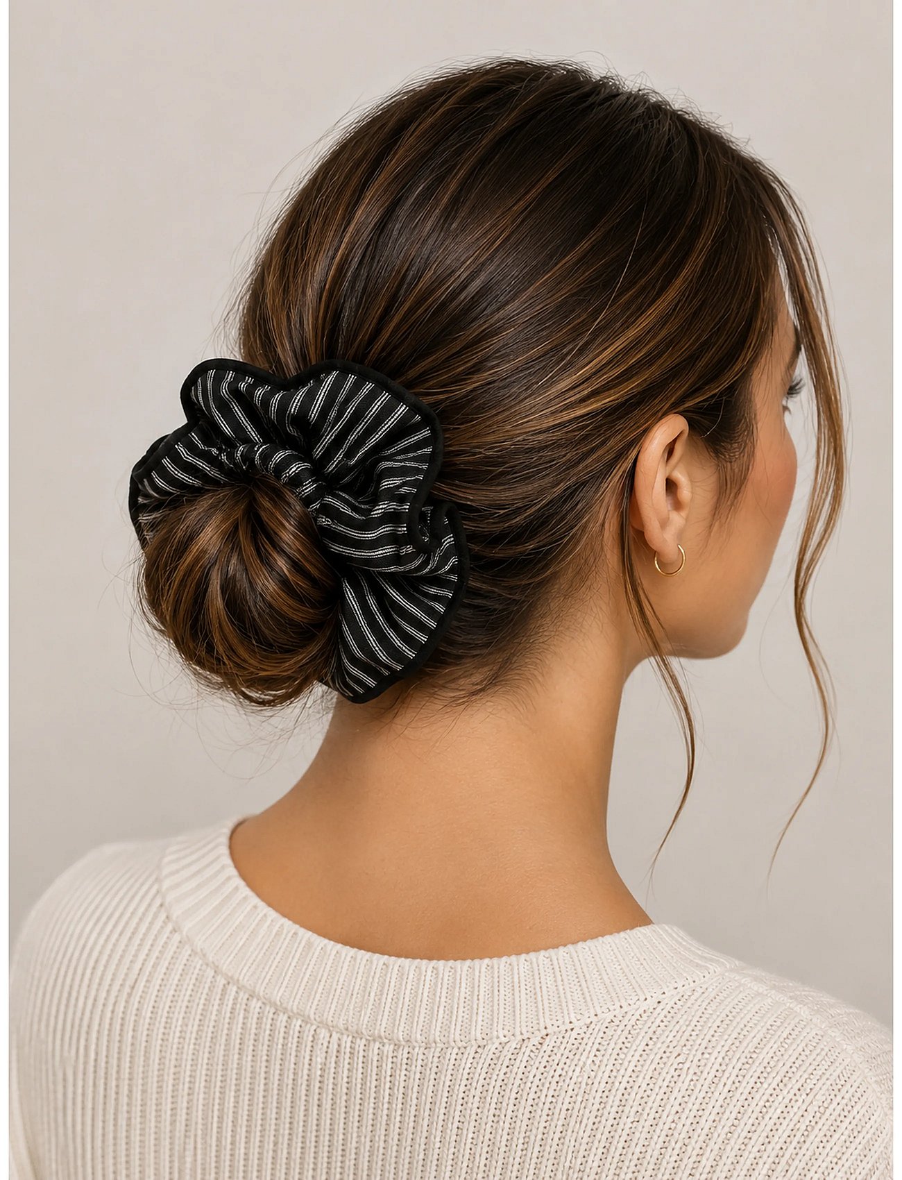 Large Double Scrunchy Stripe BW - MULTI COLOURED