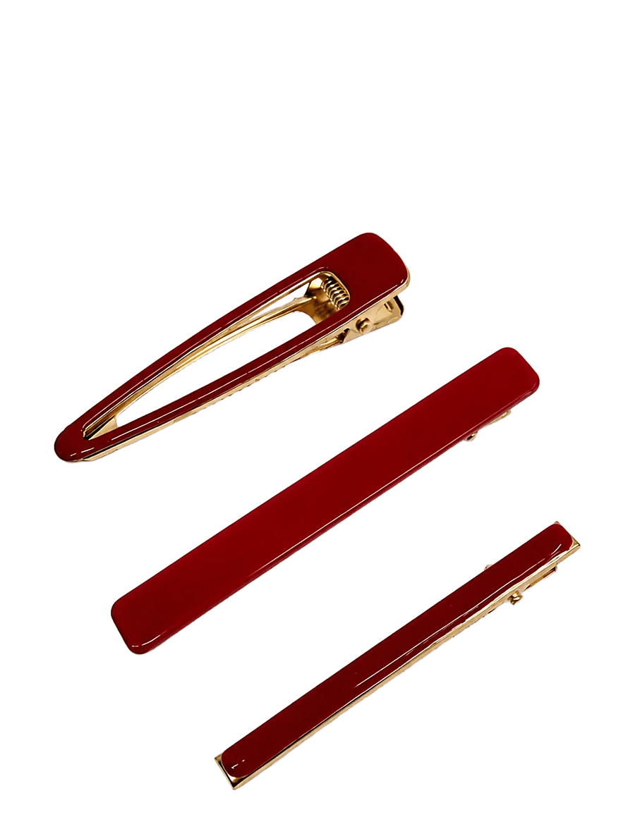 Pipol's Bazaar - Molly Hair Pin Set Red 3 pcs - hårspænde - red - 0