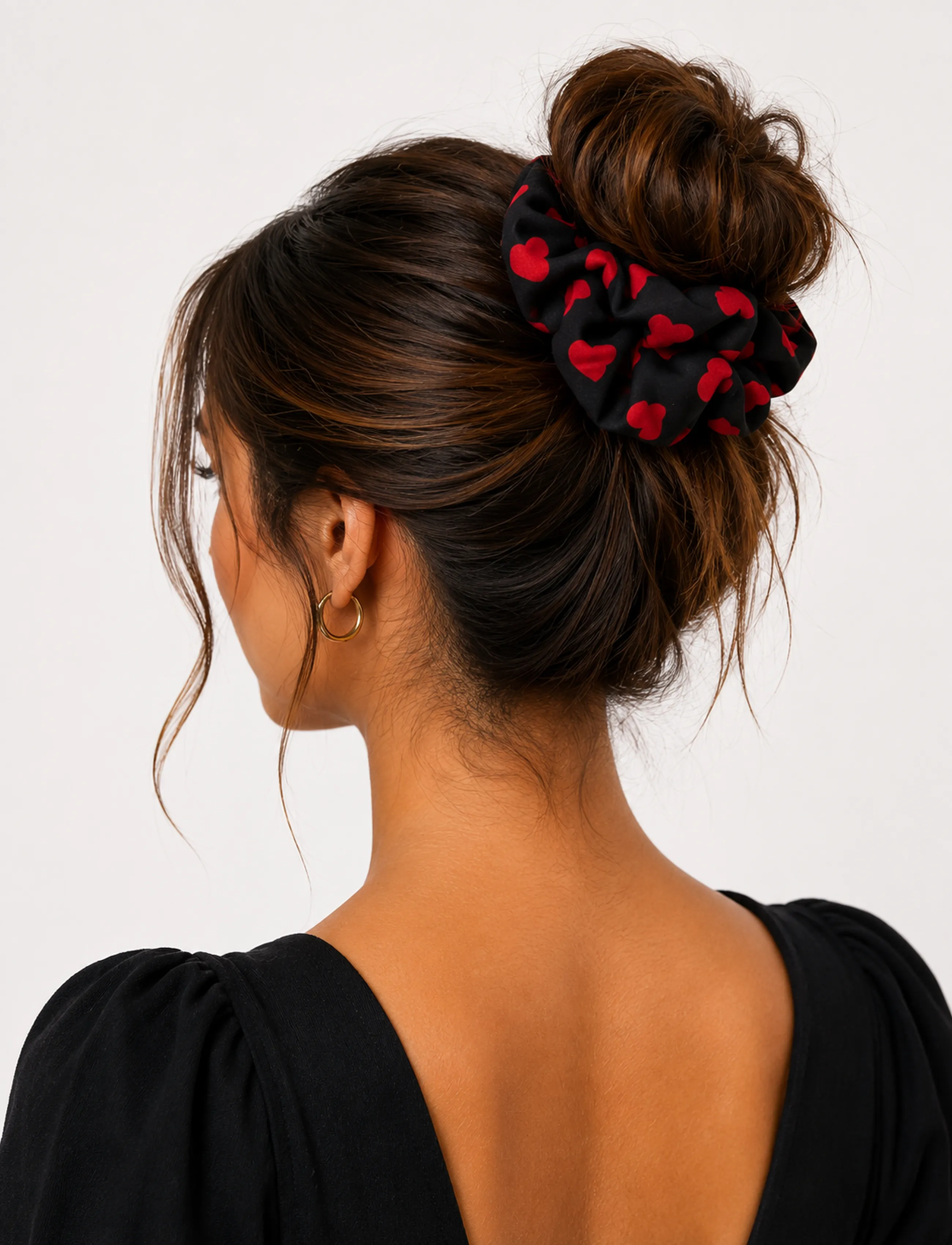 Pipol's Bazaar Wendy Hearts Scrunchy Dark, One Size, Black, Hårtilbehør > Scrunchies & Hair Ties, Dame