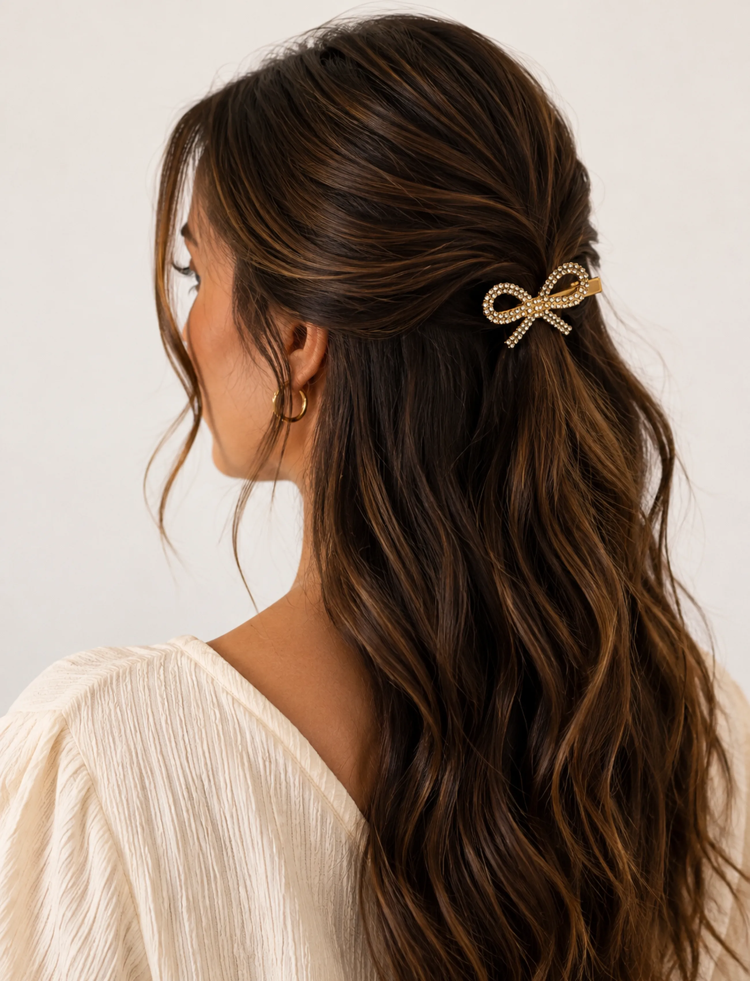 Pipol's Bazaar Rosie Bow Hair Pin Gold, One Size, Accessories, Gold - Clip, Beauty
