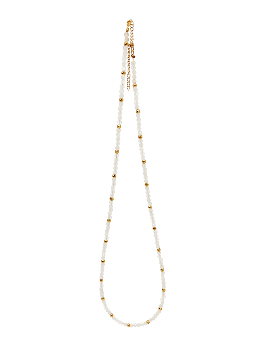 Pipol's Bazaar - Malia Steel Beaded Necklace White - halskæder - white - 0