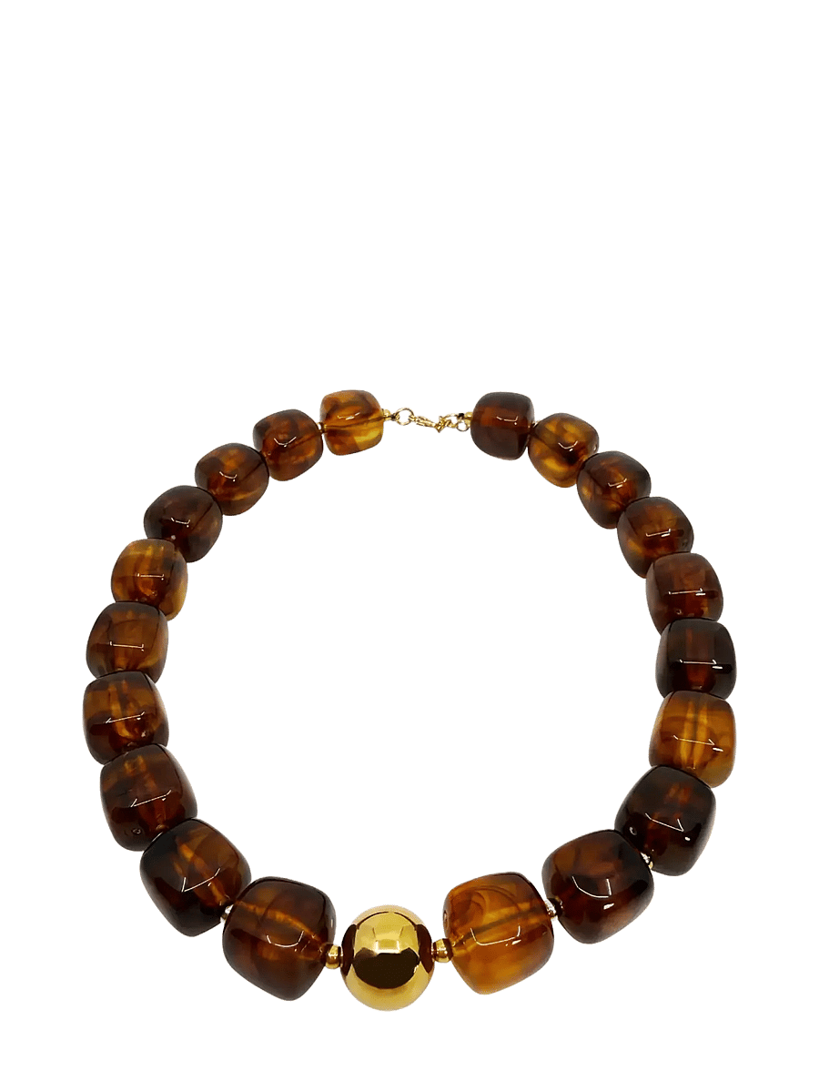 Pipol's Bazaar - Steff Necklace Brown - statementhalsband - brown - 0