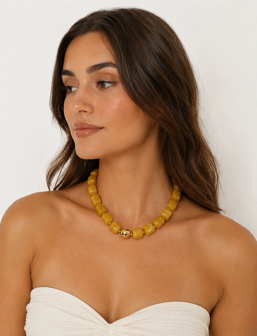 Pipol's Bazaar - Steff Necklace Beige - statement-ketten - beige - 0