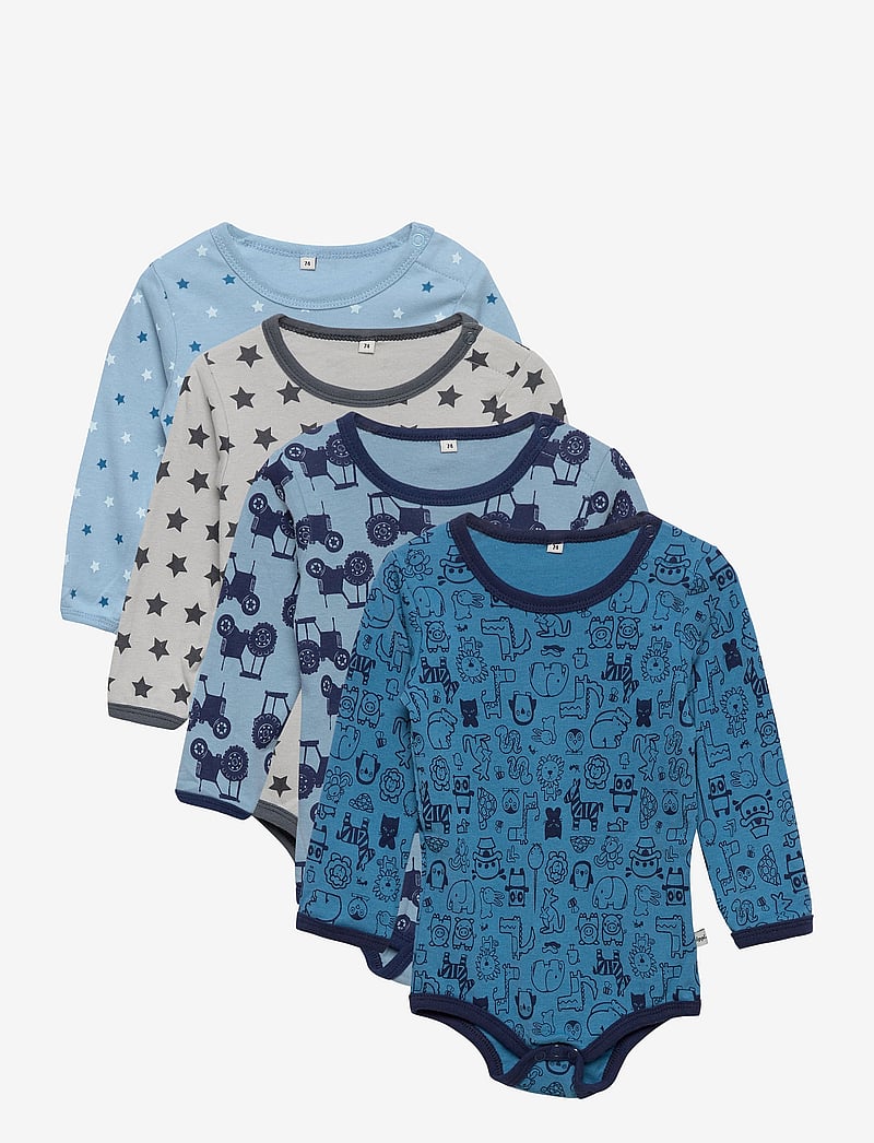 Pippi - Body LS AO-printed (4-pack) - multipack bodies - blue - 0