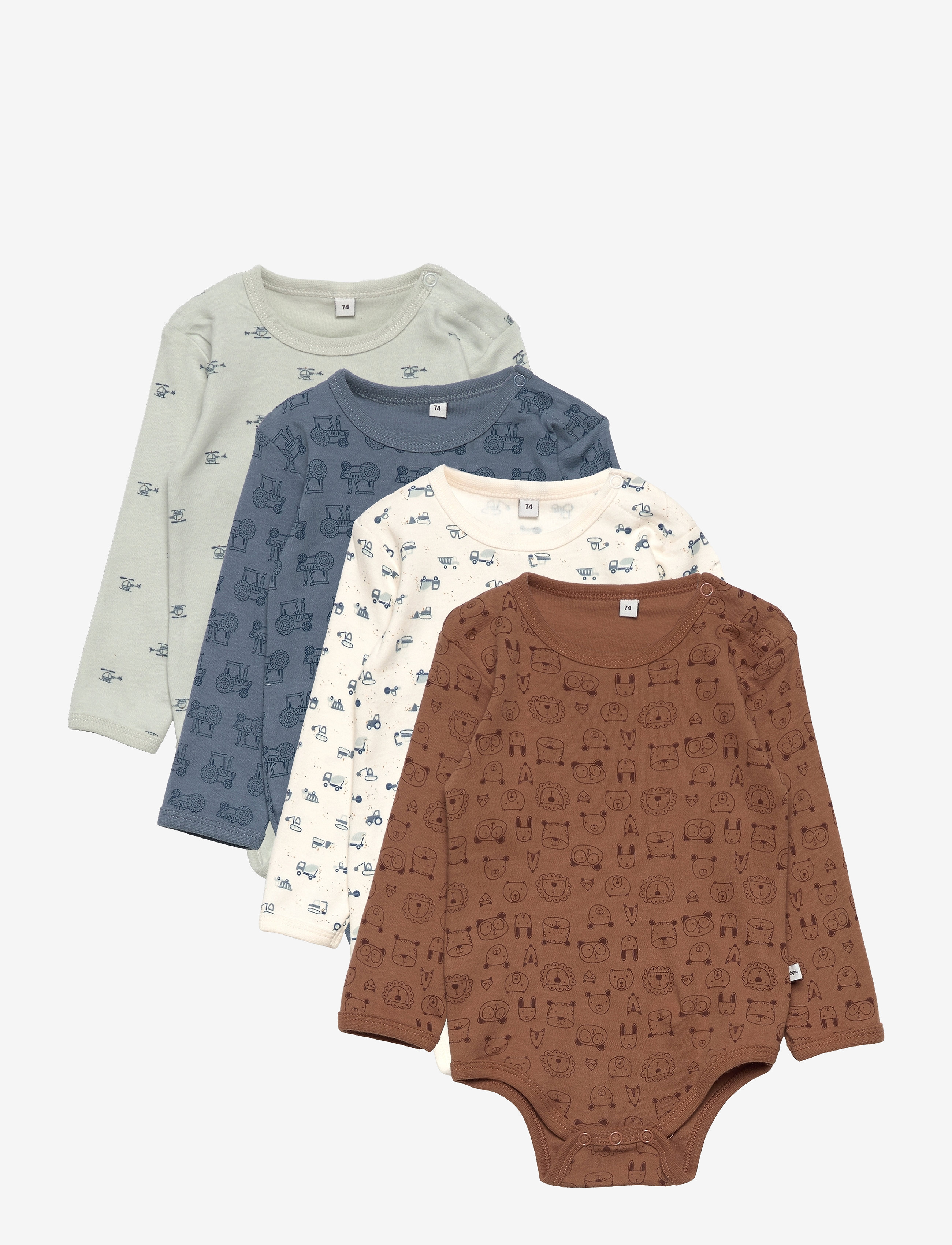 Pippi Body Ls Ao-Printed (4-Pack), 62, Bodys, Mehrfarbig/gemustert - Long-sleeved, Kinder