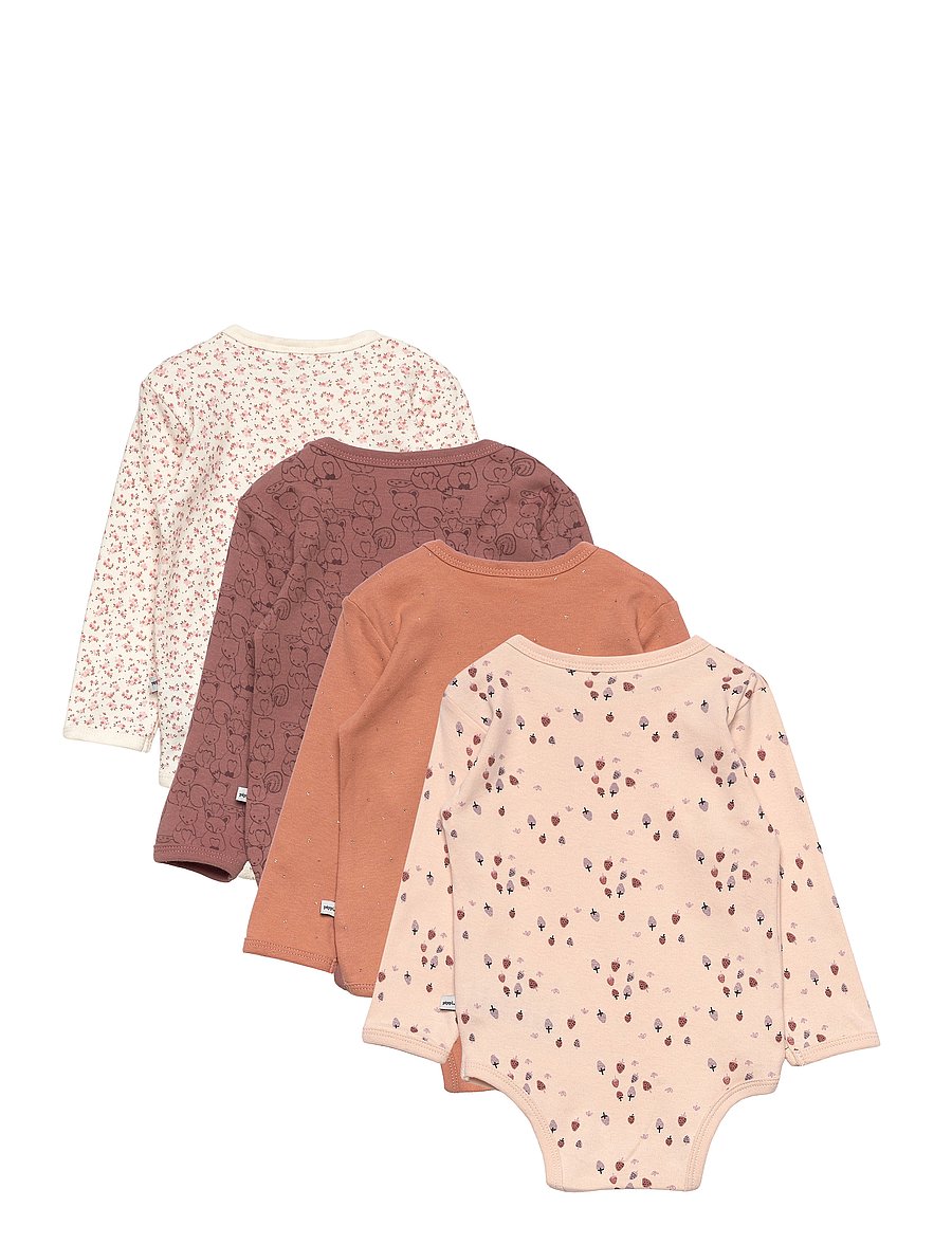 Pippi - Body LS AO-printed (4-pack) - bodide multipakk - burlwood - 1