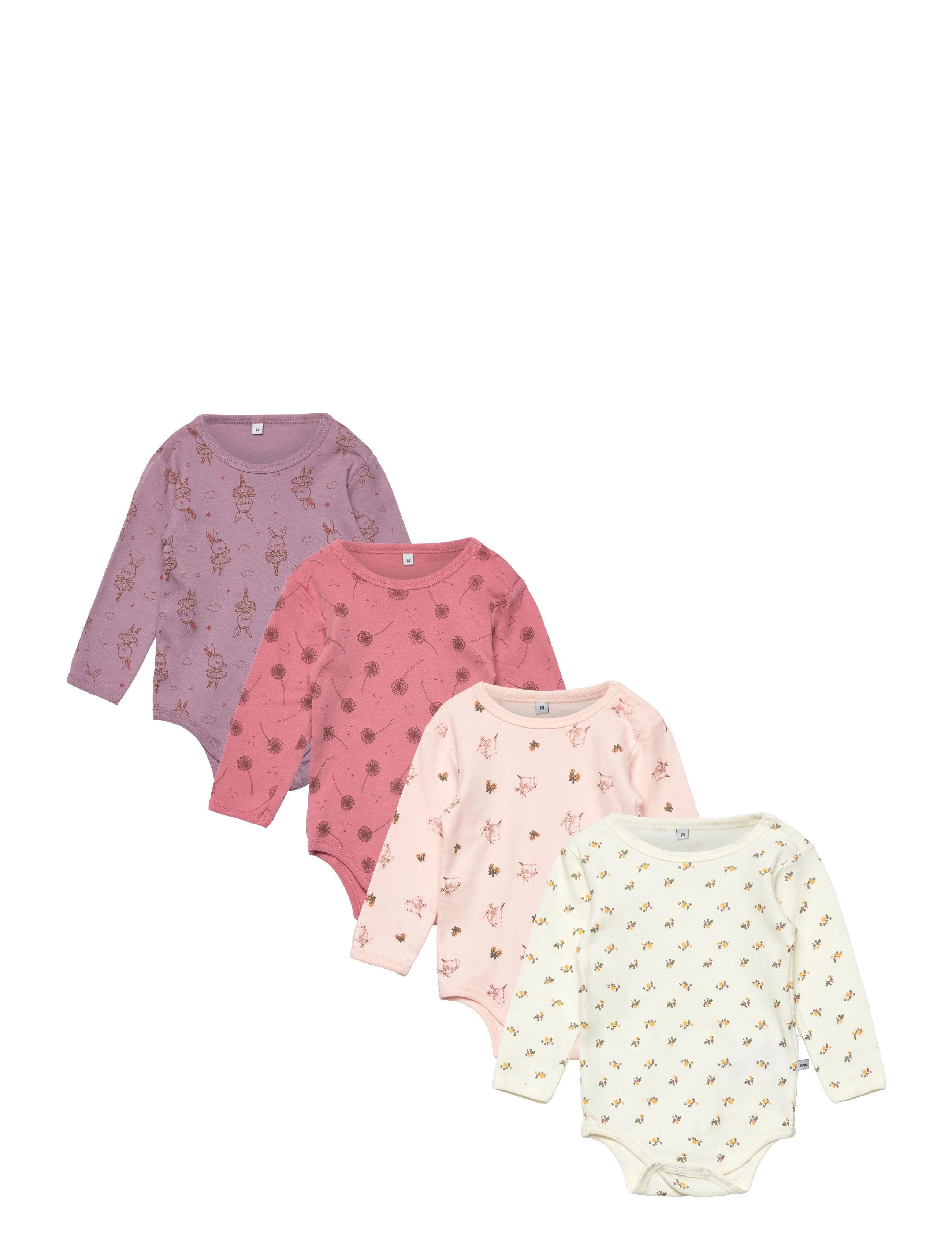 Pippi Body LS AO-printed (4-pack) - Riided - DUSTY ROSE / multi