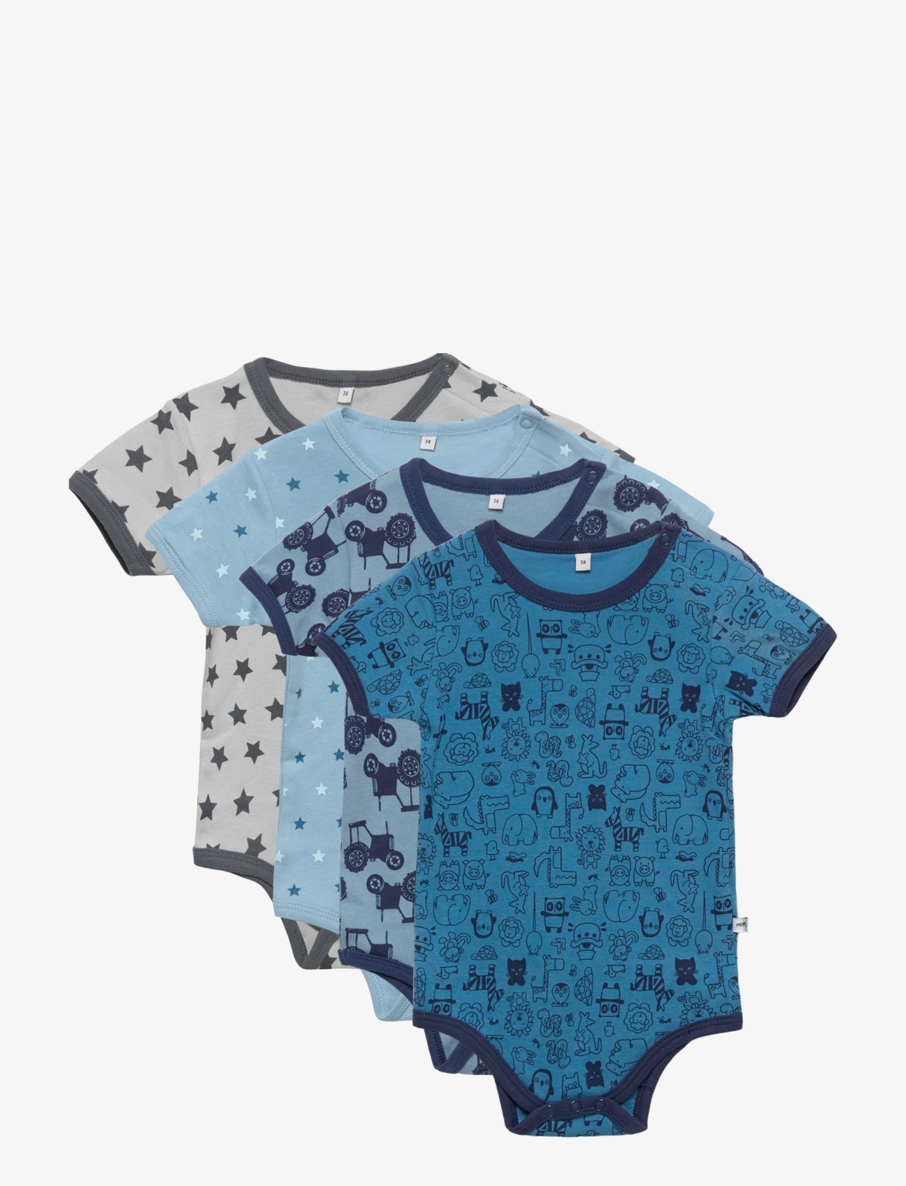 Pippi Body Ss Ao-Printed (4-Pack), 50, Multi/patterned, Kroppe > Kortærmede, Børn