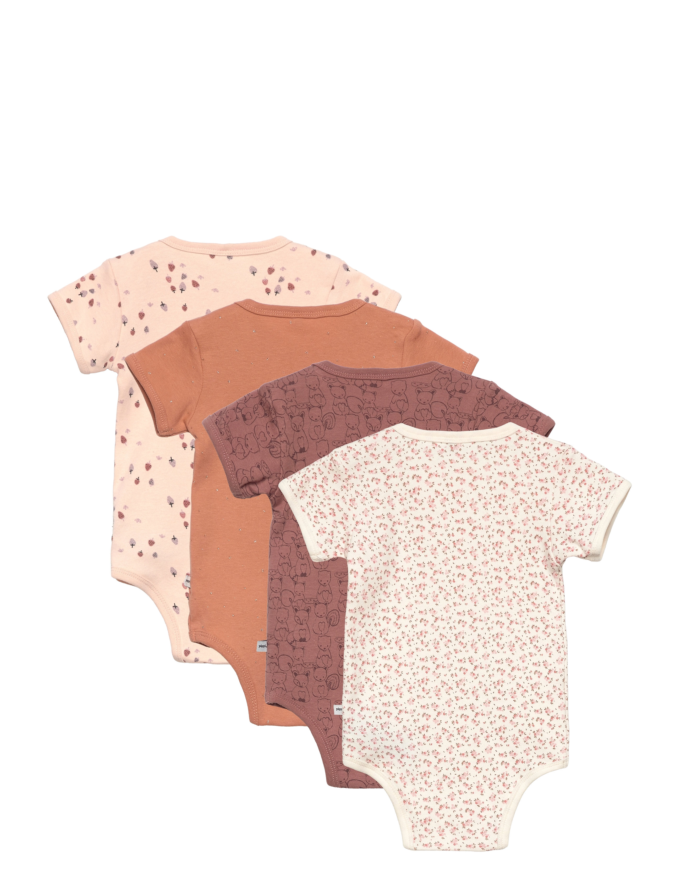 Pippi - Body SS AO-printed (4-pack) - multipack bodyer - burlwood - 1